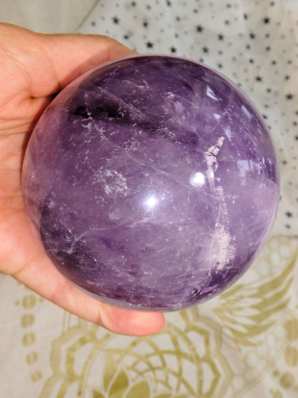 Purple Passion Jumbo Amethyst Sphere with Gorgeous Rainbow Inclusions - Earth Family Crystals