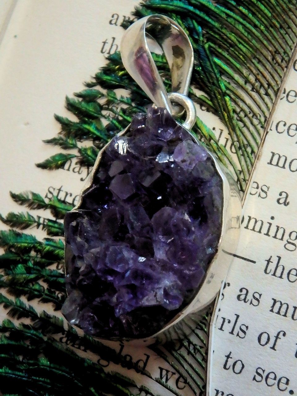 Stunning Amethyst Druzy Raw Free Form Pendant in Sterling Silver (Includes Silver Chain) - Earth Family Crystals