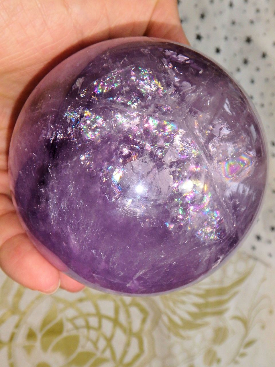 Purple Passion Jumbo Amethyst Sphere with Gorgeous Rainbow Inclusions - Earth Family Crystals