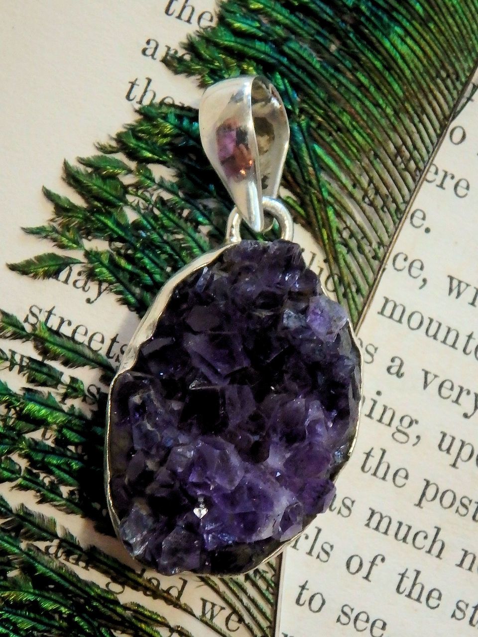 Stunning Amethyst Druzy Raw Free Form Pendant in Sterling Silver (Includes Silver Chain) - Earth Family Crystals