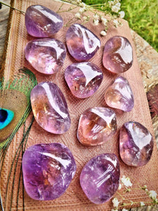 Set of 2 Powerful Brazilian Ametrine Tumbled Pocket Stone