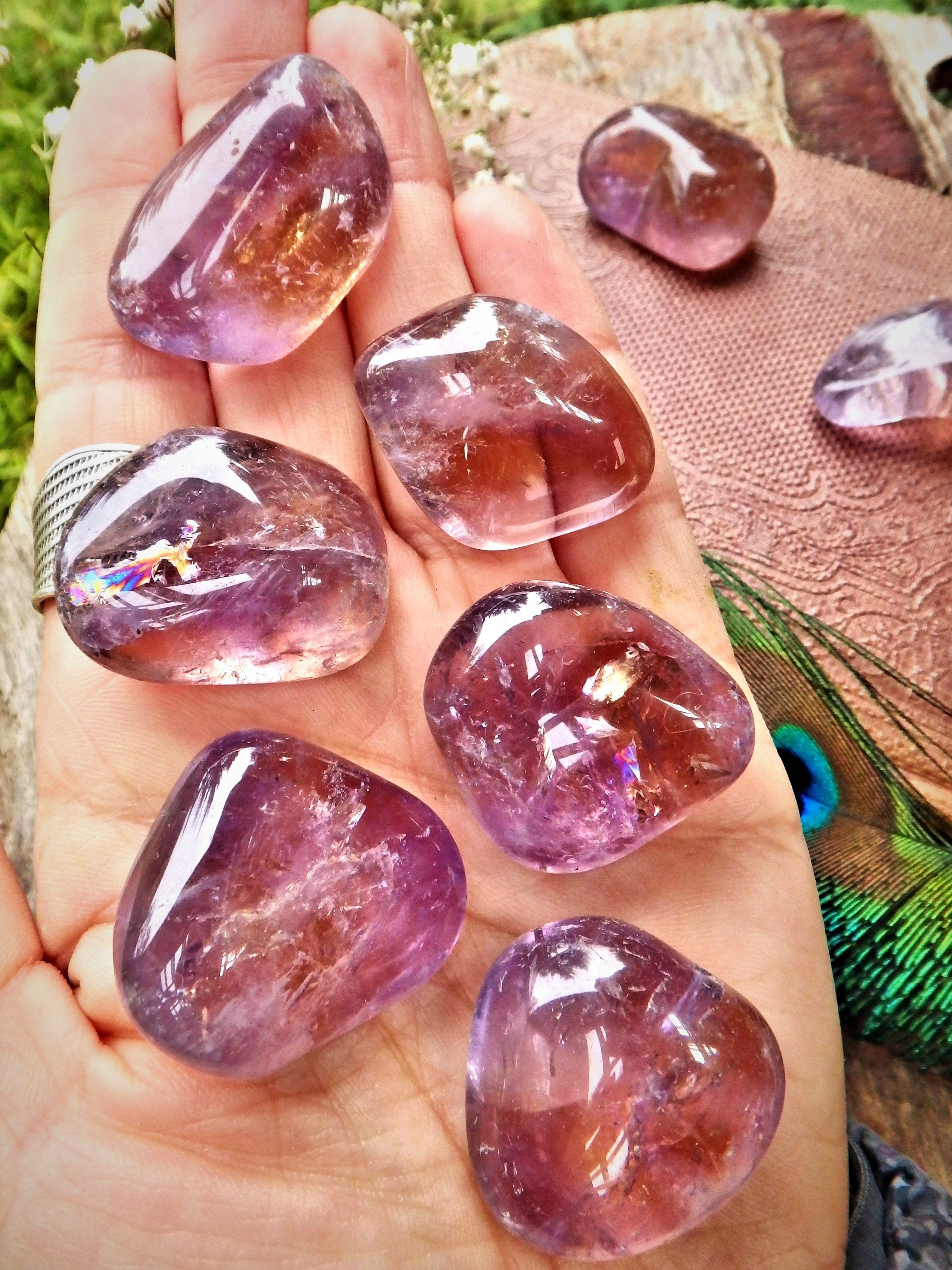 Set of 2 Powerful Brazilian Ametrine Tumbled Pocket Stone