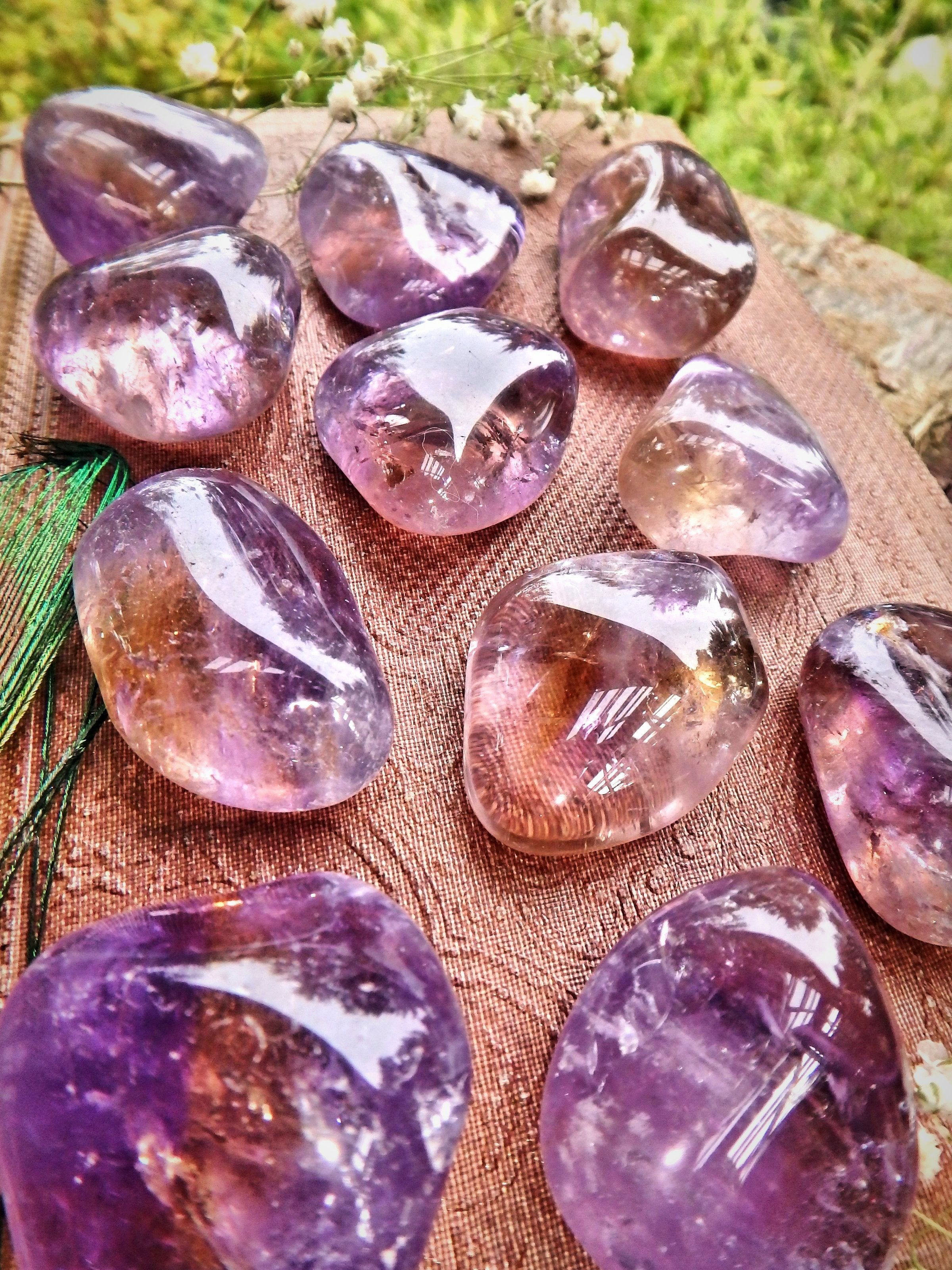 Set of 2 Powerful Brazilian Ametrine Tumbled Pocket Stone