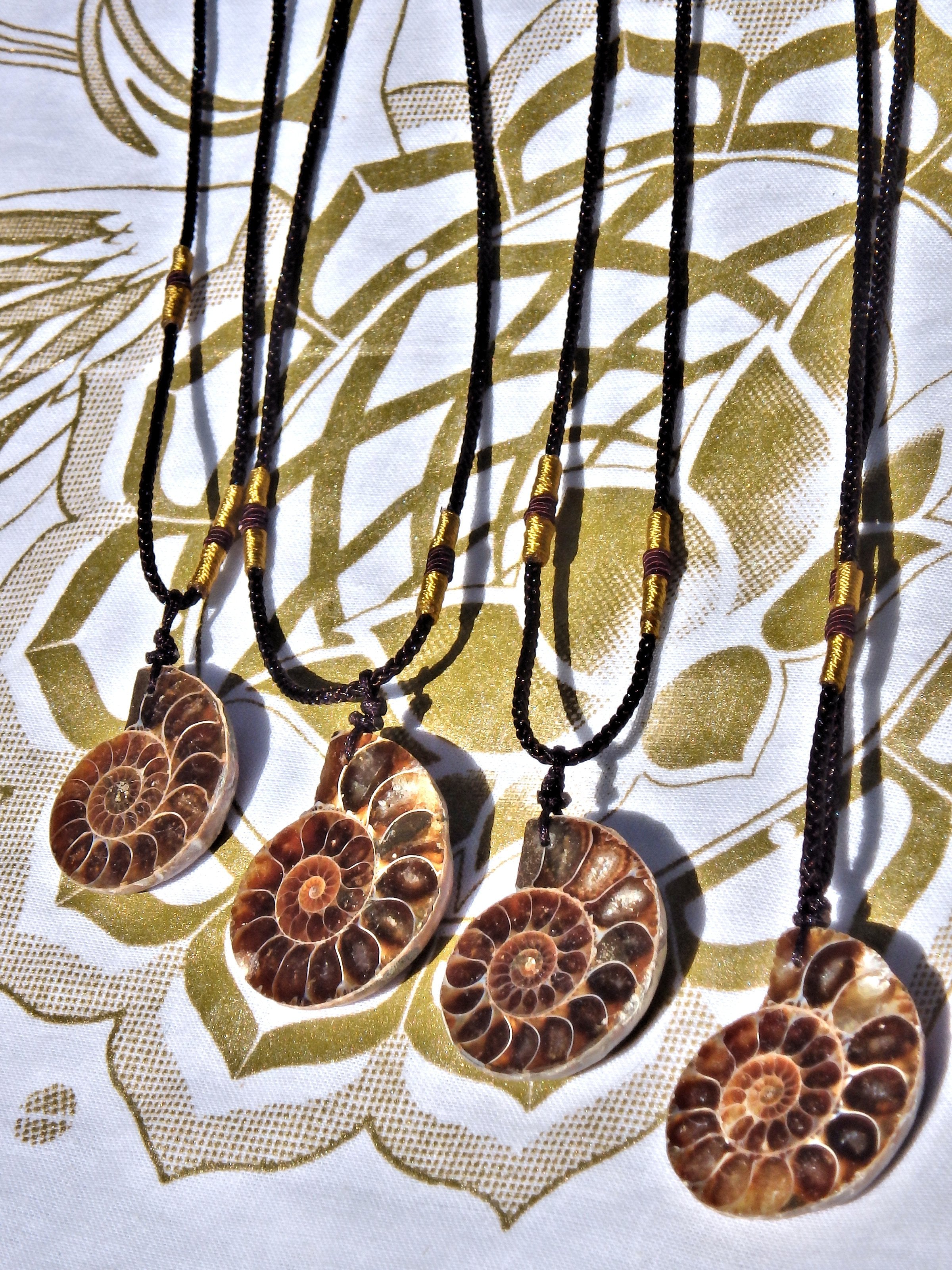 Fantastic Ammonite Fossil Floating Necklace on Adjustable Cord - Earth Family Crystals