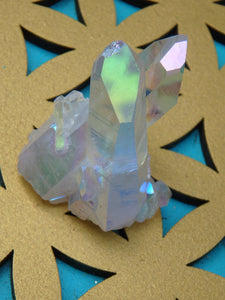 Twin Flame Angel Aura Quartz Standing Specimen With Elestial Druzy - Earth Family Crystals