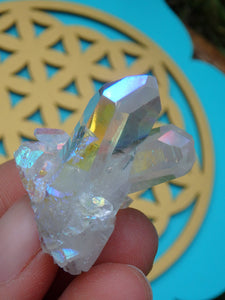 Twin Flame Angel Aura Quartz Standing Specimen With Elestial Druzy - Earth Family Crystals