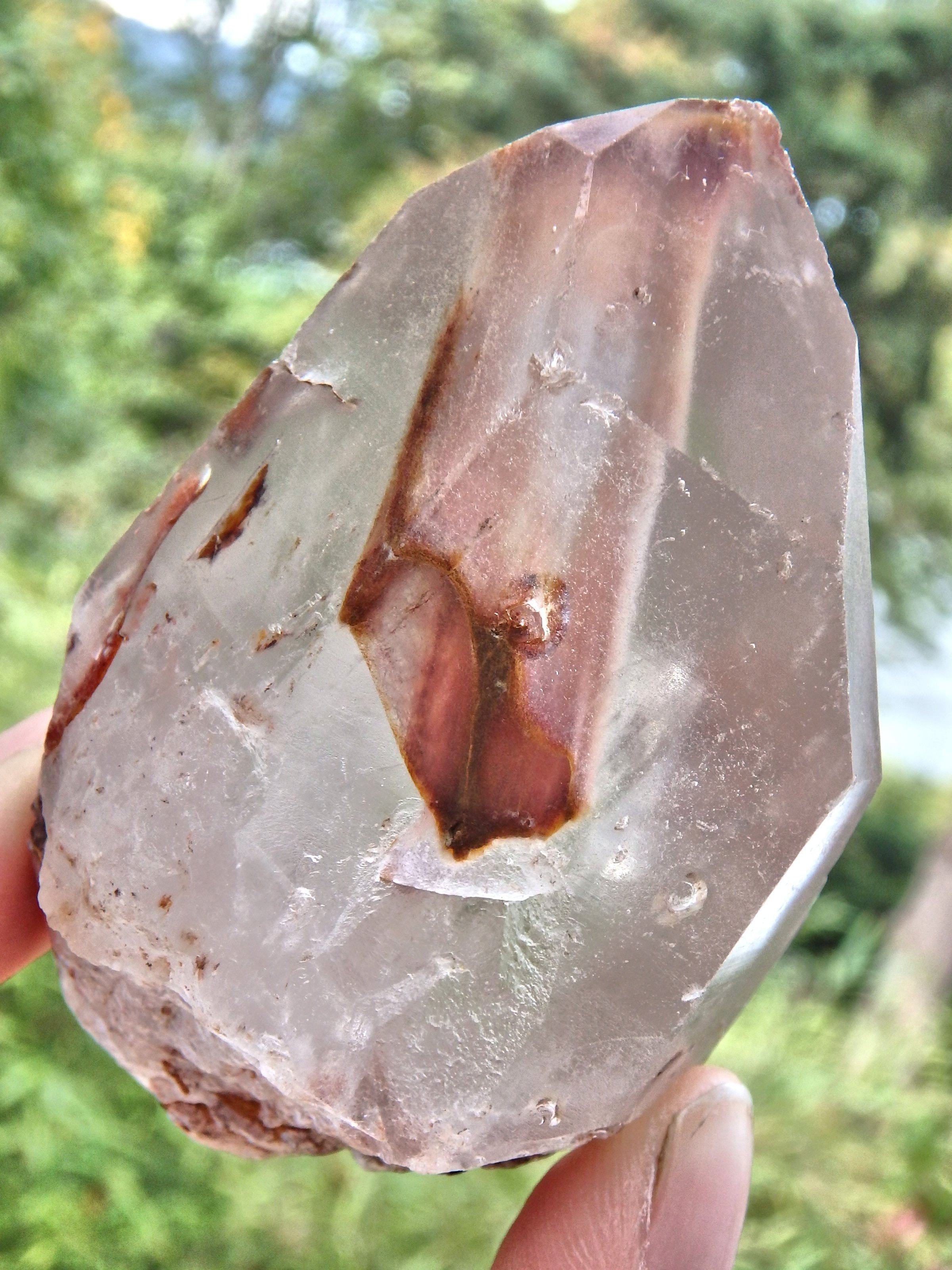 Captured in Time Lightening Cloud Angel Phantom Quartz Point From Brazil - Earth Family Crystals