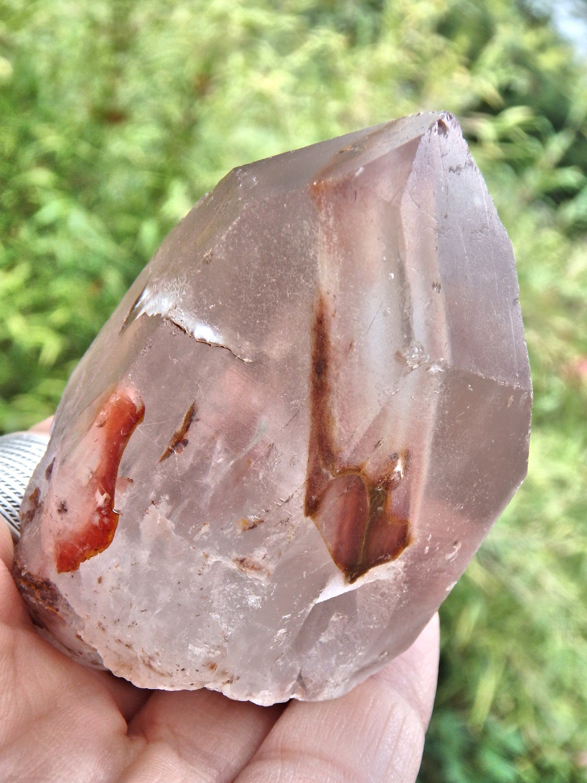 Captured in Time Lightening Cloud Angel Phantom Quartz Point From Brazil - Earth Family Crystals