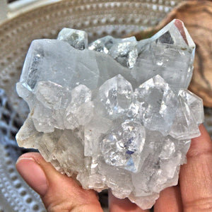 Radiant Golden Calcite & Clear Apophyllite Formation From India