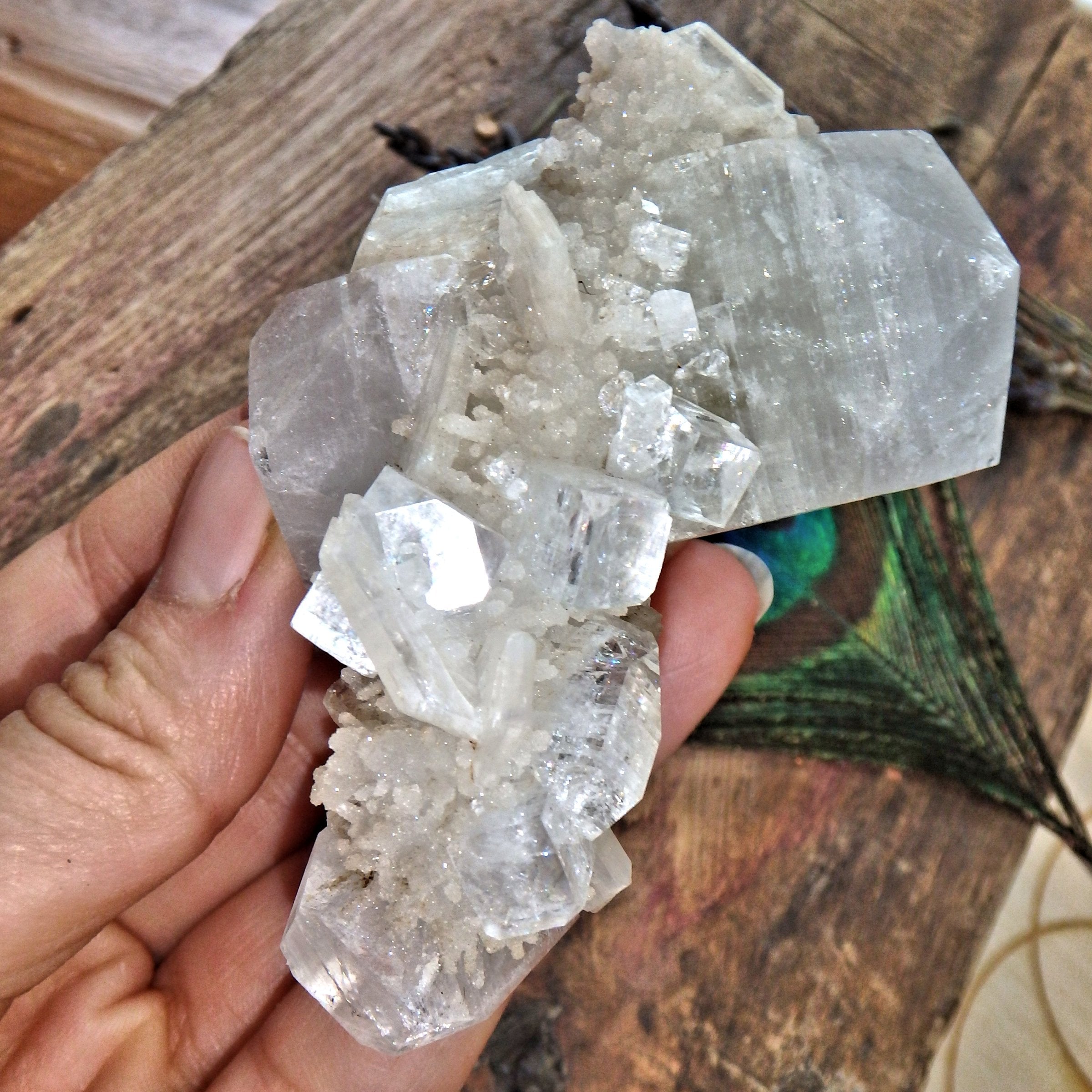 Fantastic Clear & Green Apophyllite With Pink Stilbite Inclusions - Earth Family Crystals