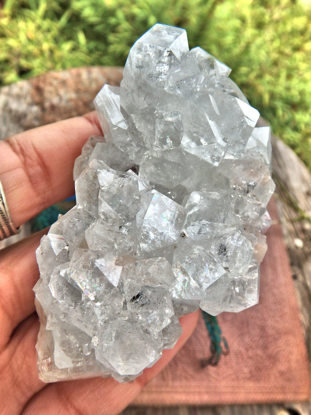 Glamorous Sparkle Clear Apophyllite High Vibe Cluster From India - Earth Family Crystals