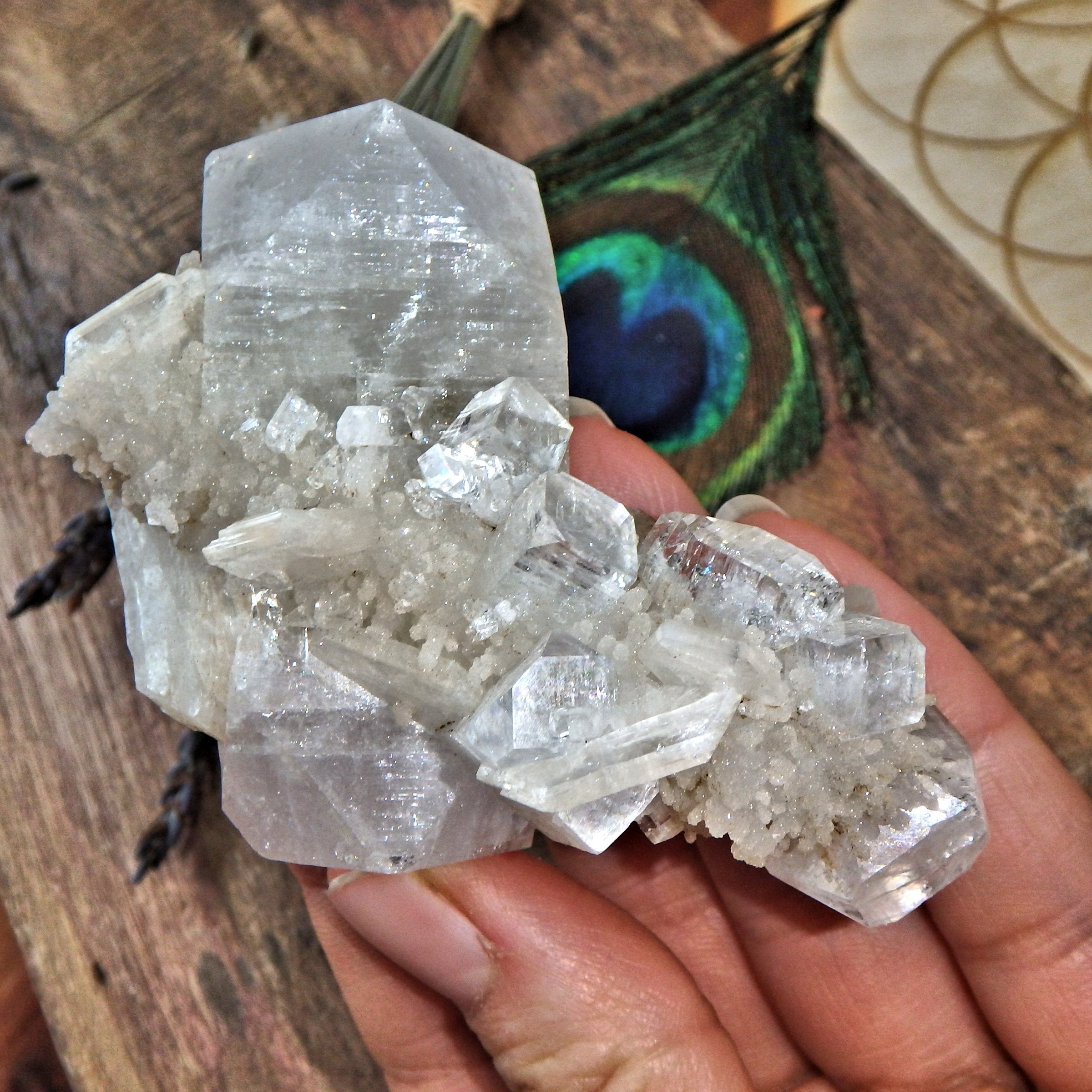 Fantastic Clear & Green Apophyllite With Pink Stilbite Inclusions - Earth Family Crystals