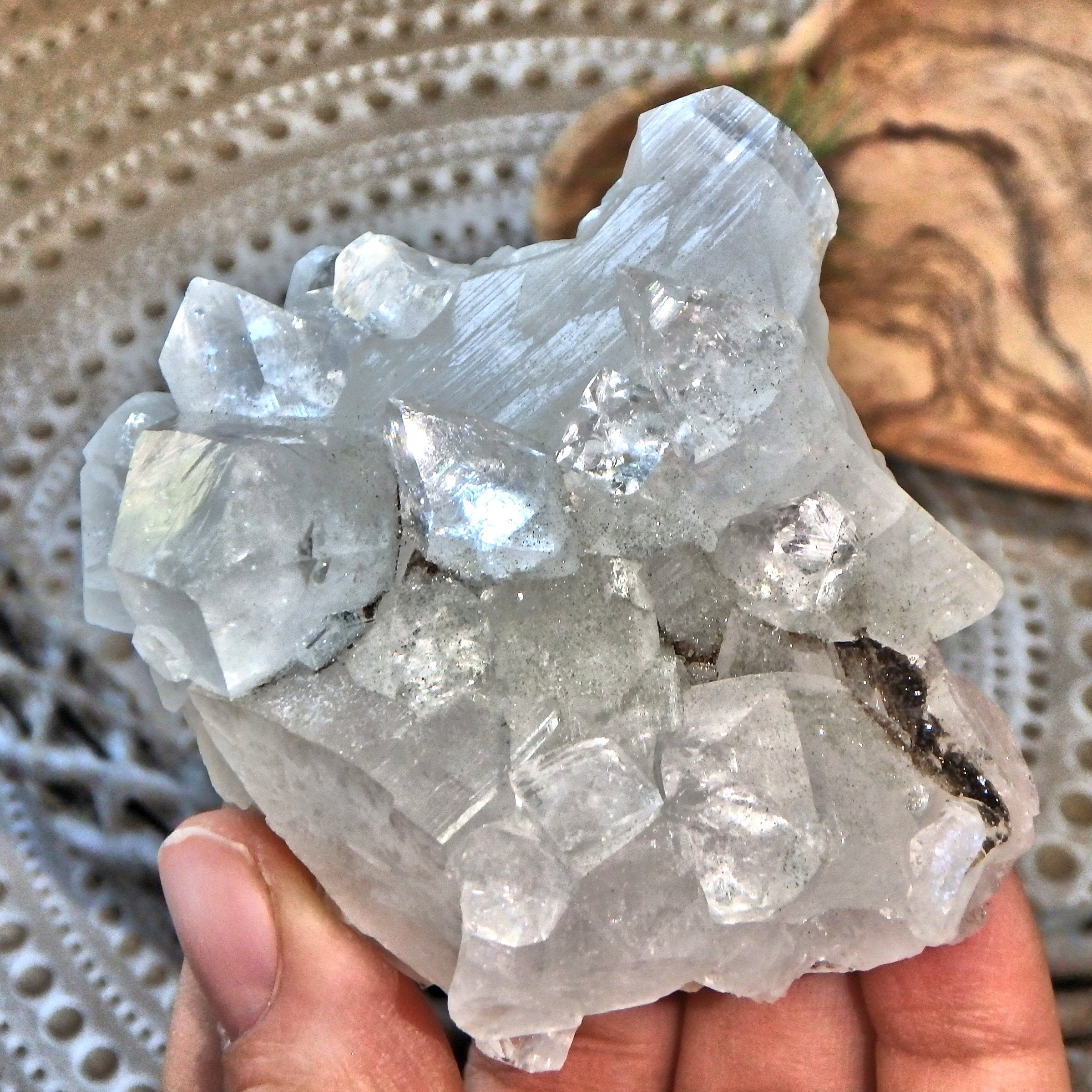 Radiant Golden Calcite & Clear Apophyllite Formation From India