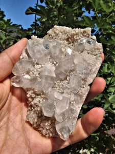 Clear Apophyllite DT Points Nestled in Druzy Matrix From India1 - Earth Family Crystals