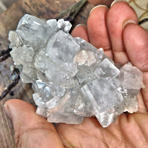 Clear Apophyllite Points Nestled on Clear Quartz Matrix With Pink Stilbite Inclusions - Earth Family Crystals