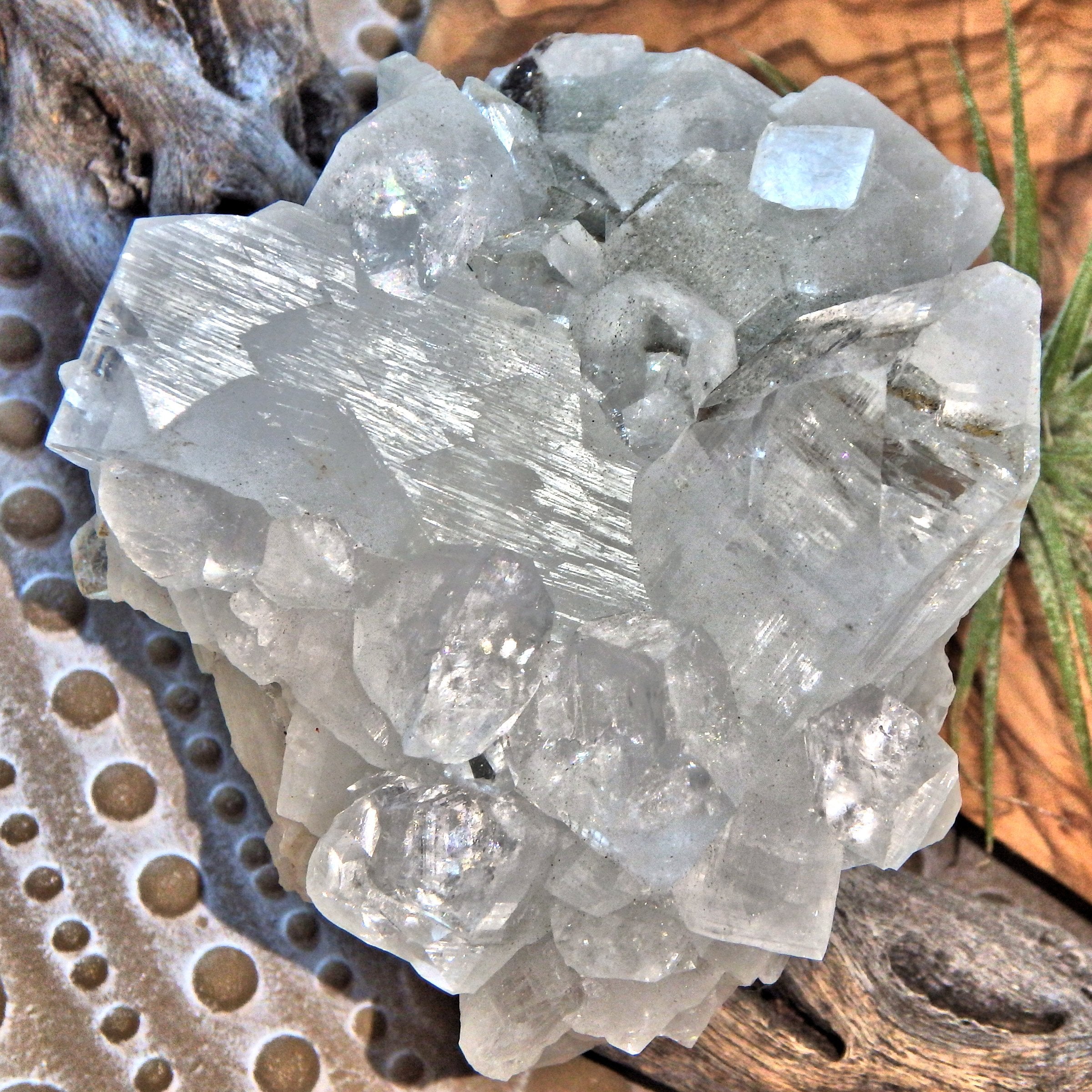 Radiant Golden Calcite & Clear Apophyllite Formation From India