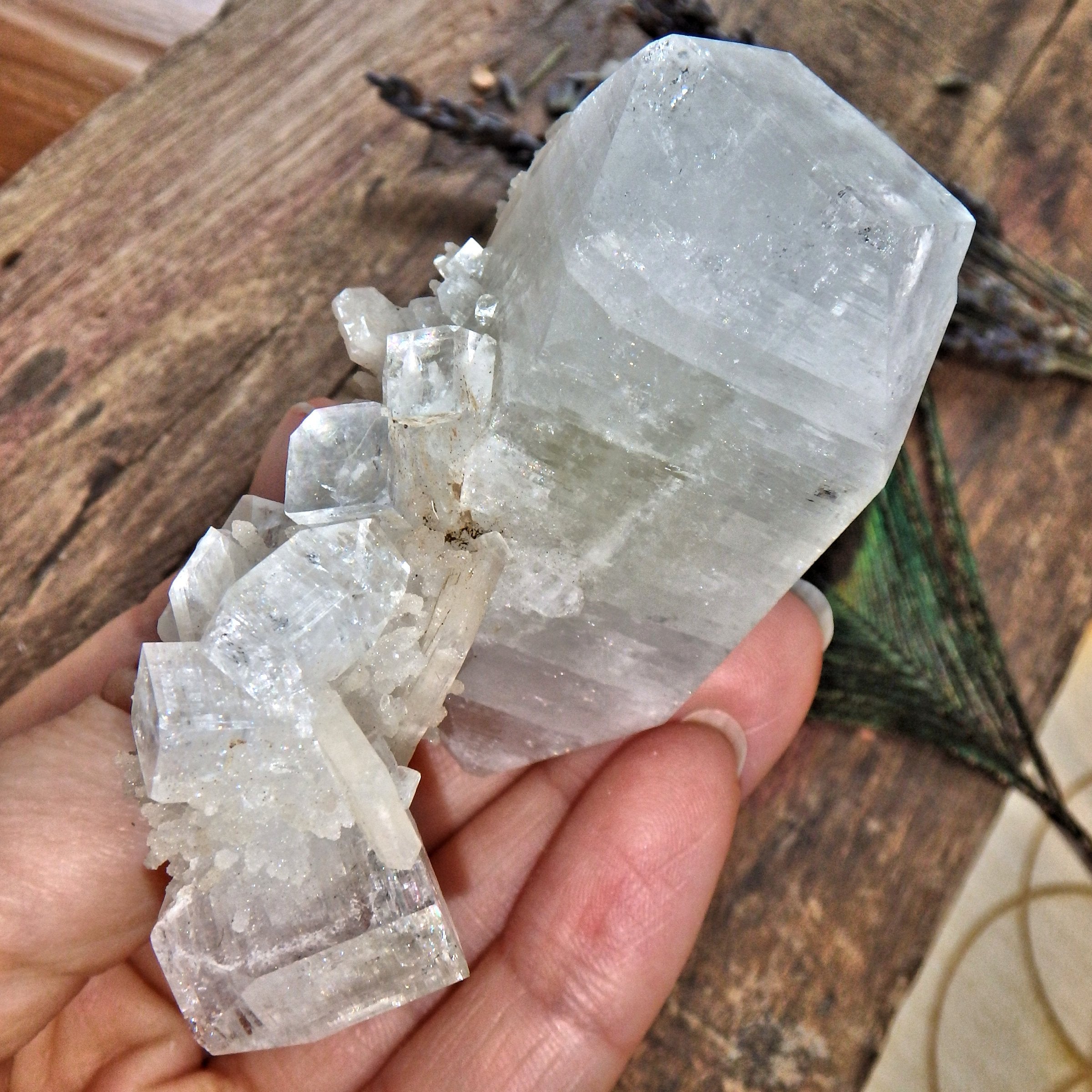 Fantastic Clear & Green Apophyllite With Pink Stilbite Inclusions - Earth Family Crystals