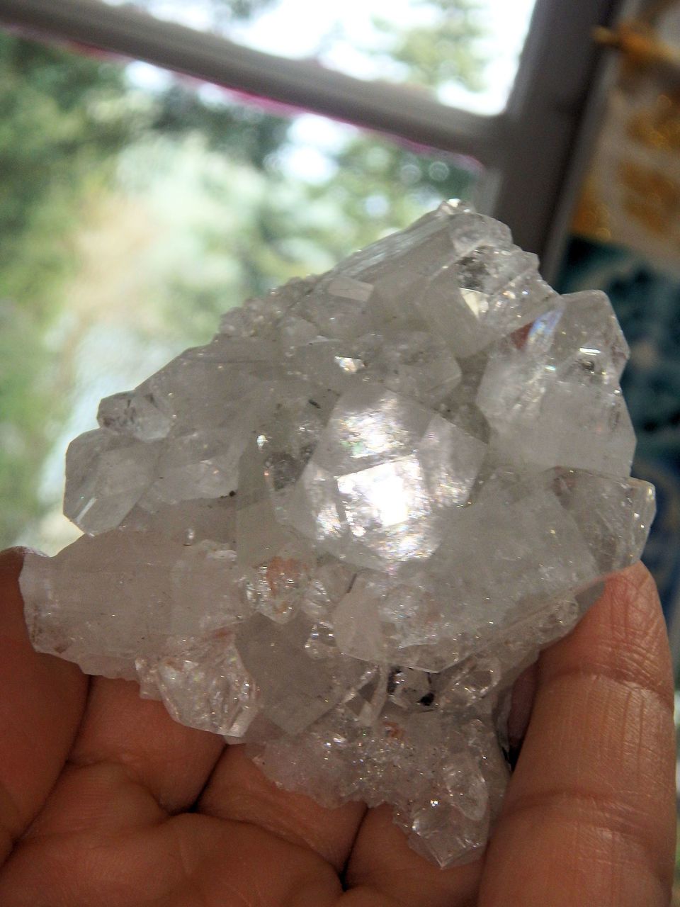 High Vibration Brilliant Clear Apophyllite Cluster From India - Earth Family Crystals