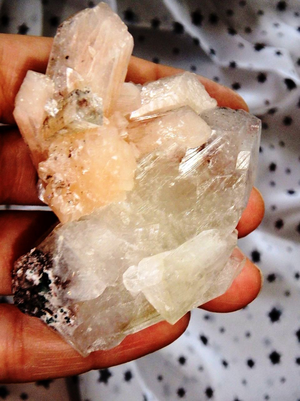 Precious Pretty Pink Stilbite & Apophyllite Cluster from India 1 - Earth Family Crystals