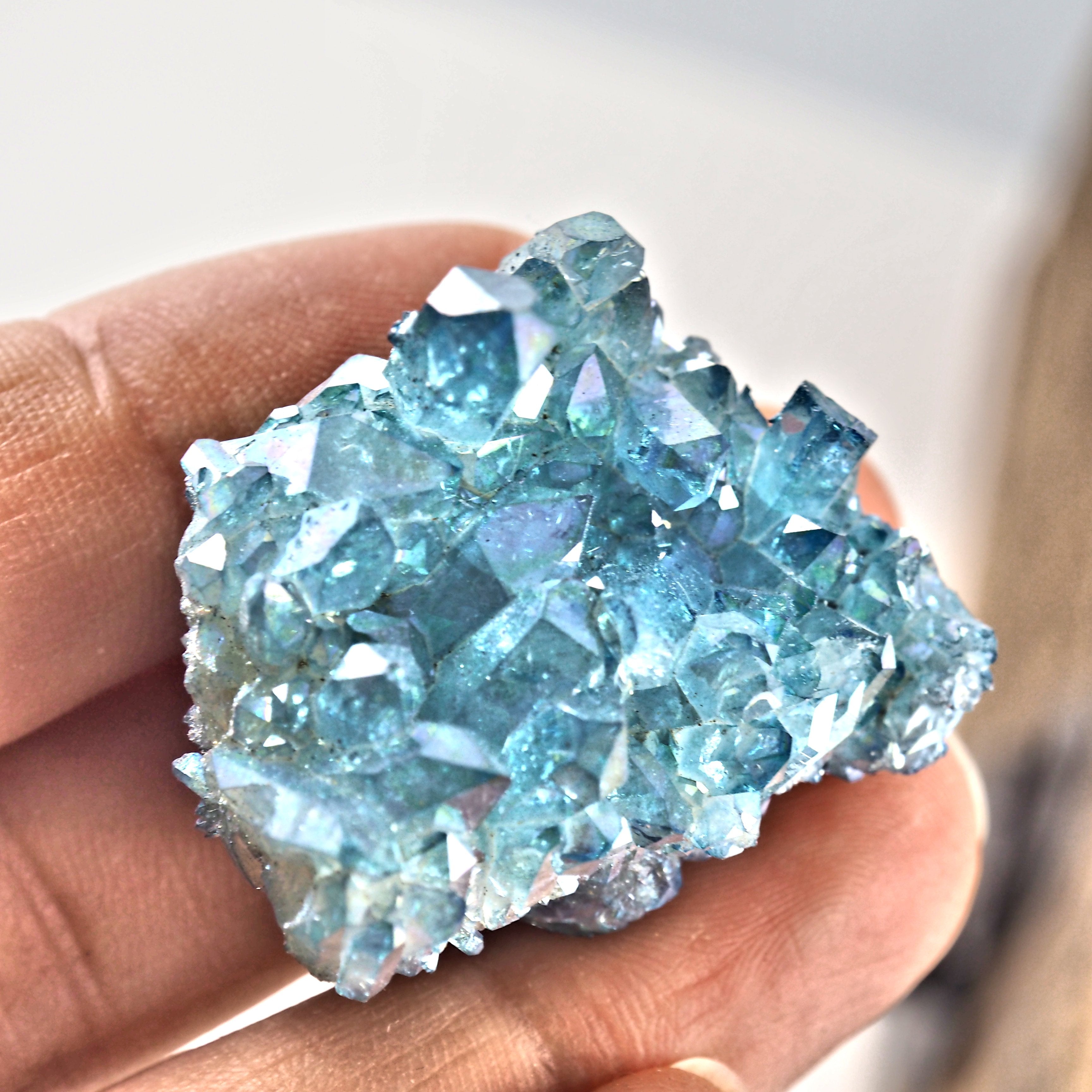 Sparkling Blue Aqua Aura Quartz Cluster From Arkansas #1 - Earth Family Crystals