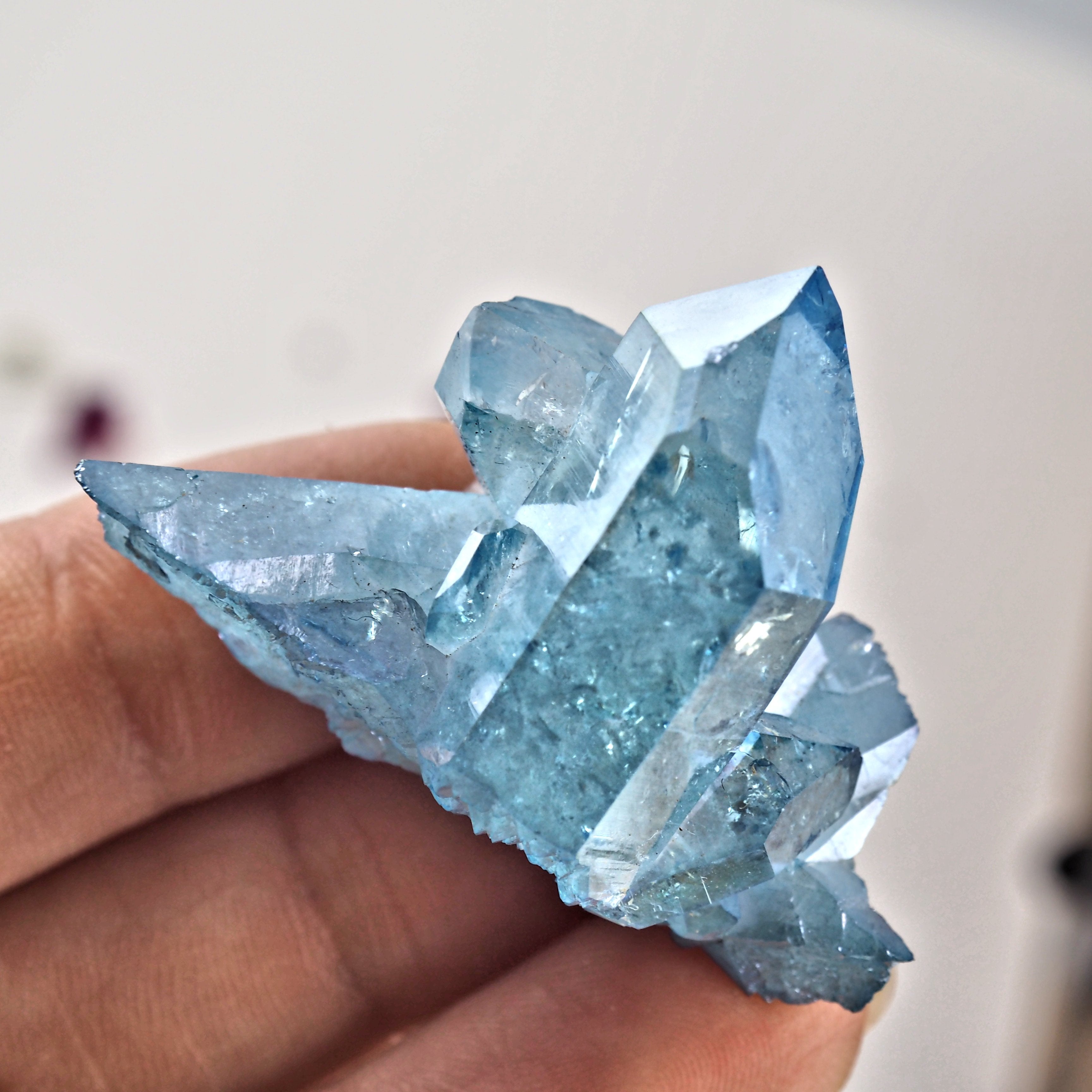 Sparkling Blue Aqua Aura Quartz Cluster From Arkansas #7 - Earth Family Crystals