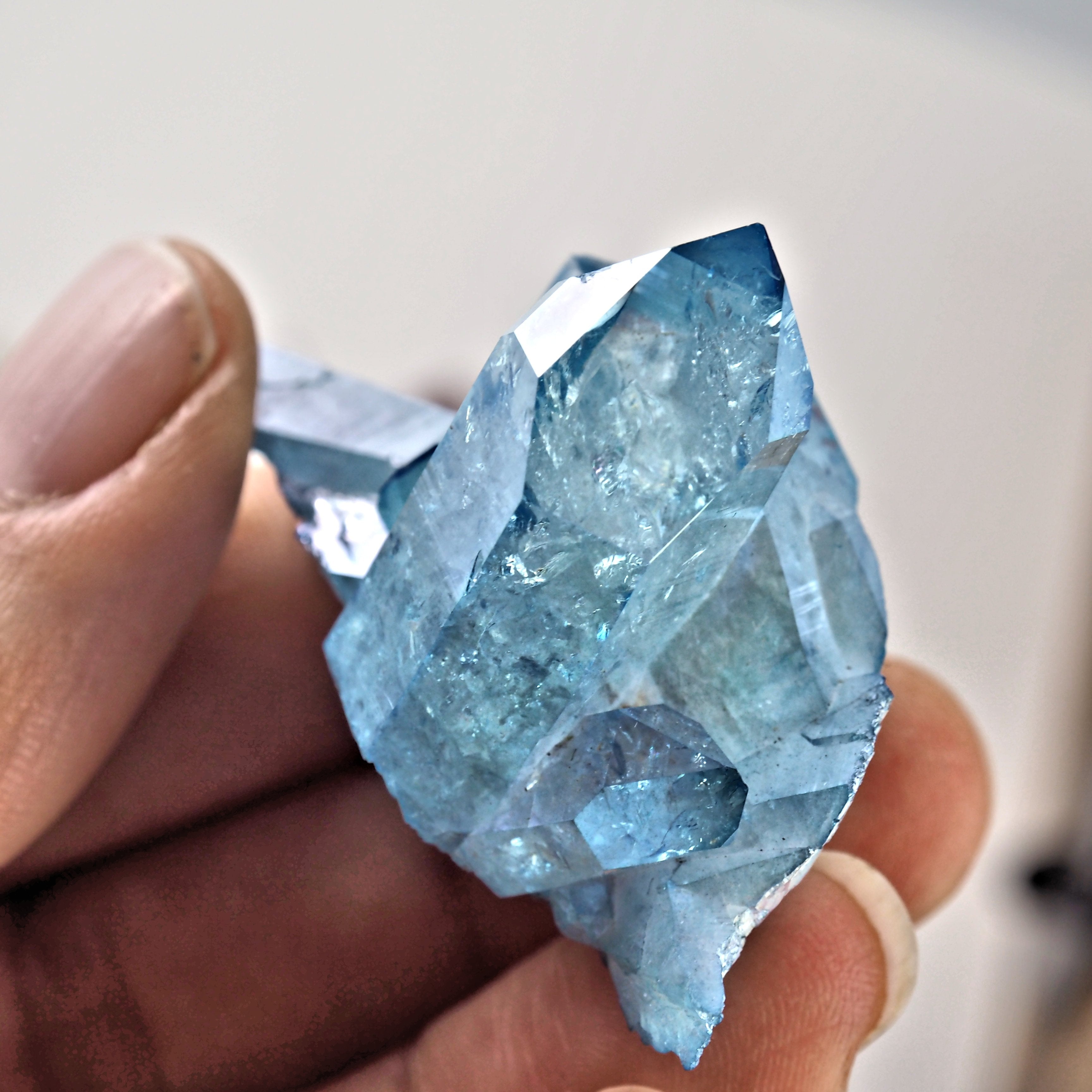 Sparkling Blue Aqua Aura Quartz Cluster From Arkansas #7 - Earth Family Crystals