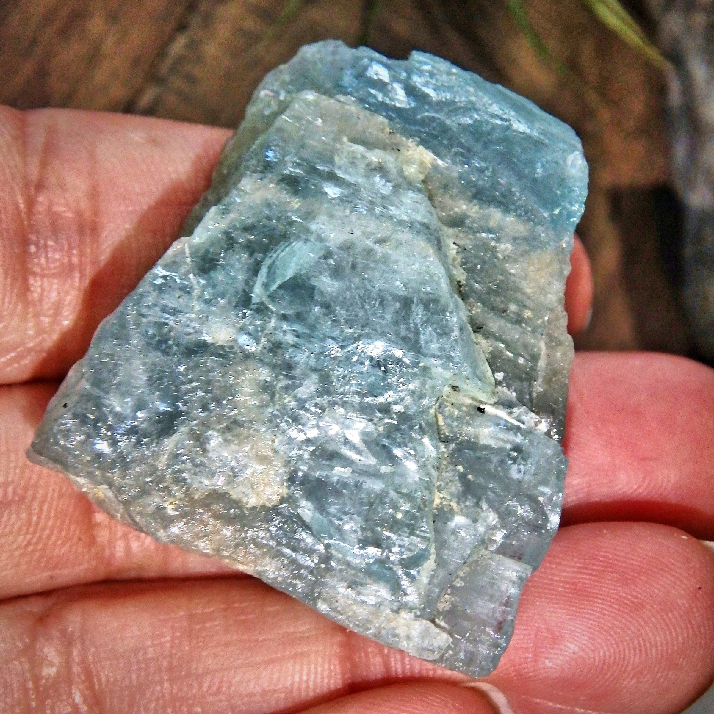 Gemmy Frosted Blue Aquamarine Natural Chunk From India - Earth Family Crystals