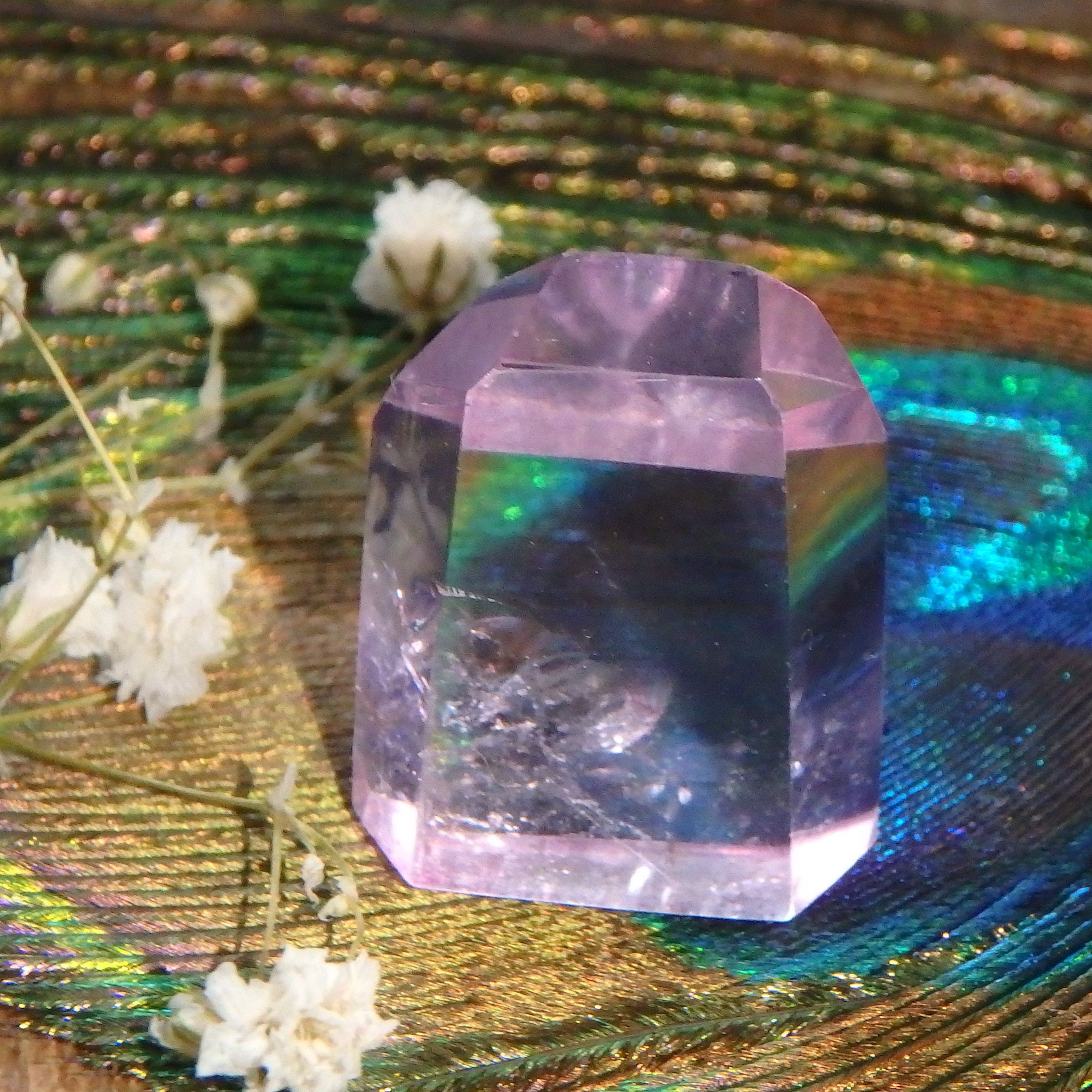 Cranberry Pink Rose Aura Quartz Mini Standing Generator - Earth Family Crystals