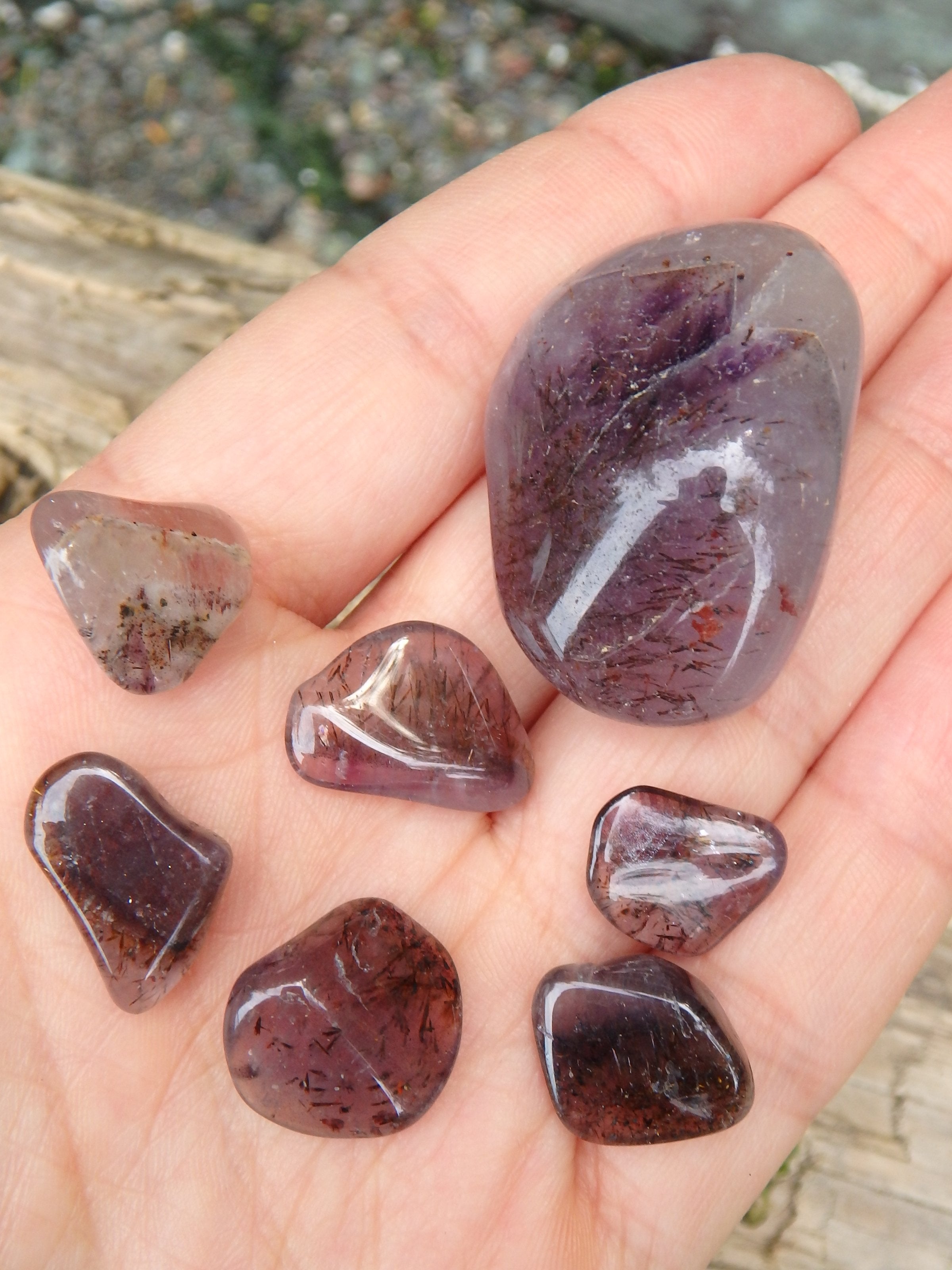 Fabulous Inclusions~Real Canadian Auralite-23 Polished Tumble Set of 7 Stones - Earth Family Crystals