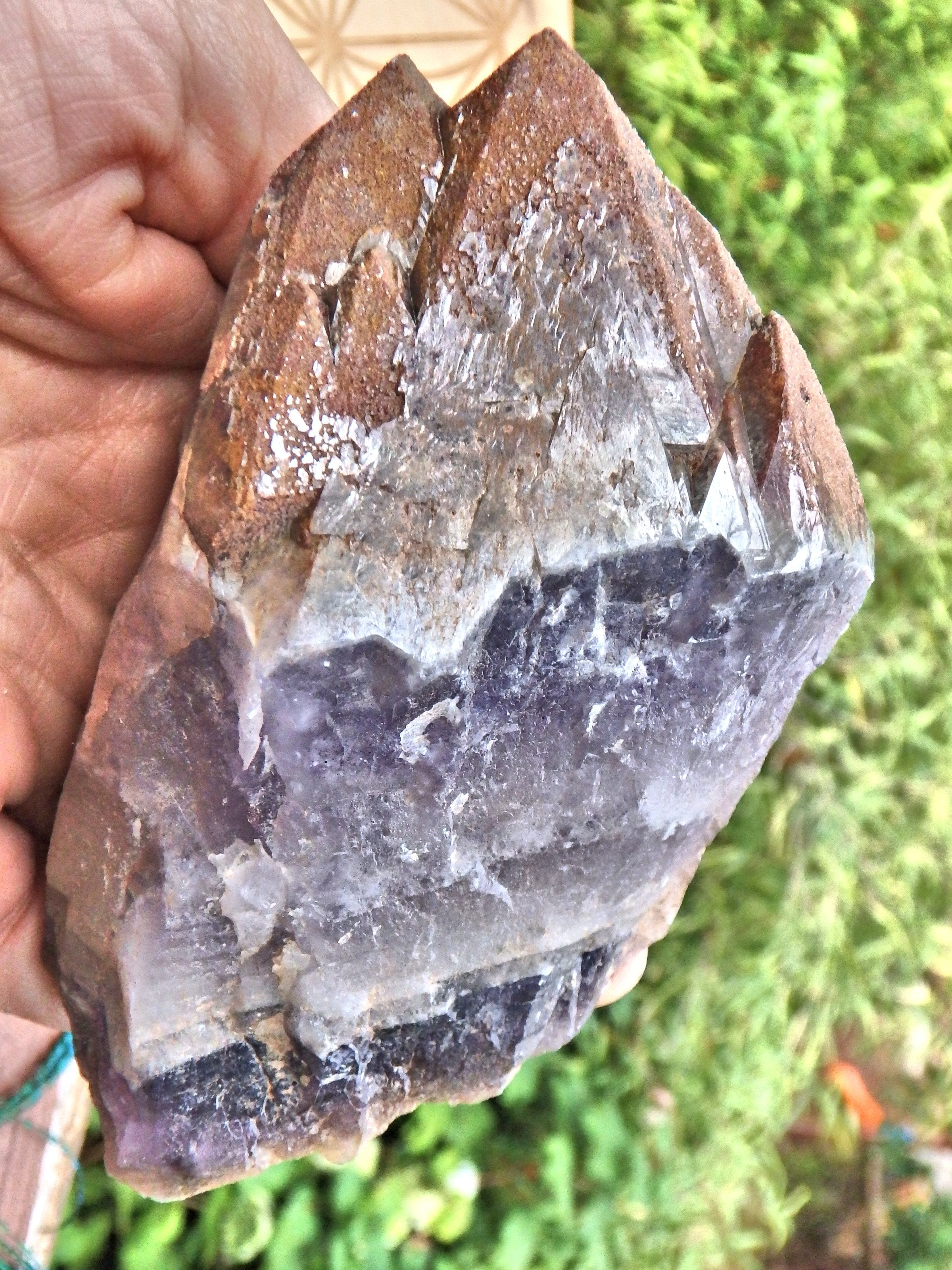 Powerful Perfect Hematite Capped Record Keeper Point Auralite-23 With Self Healing From Ontario, Canada