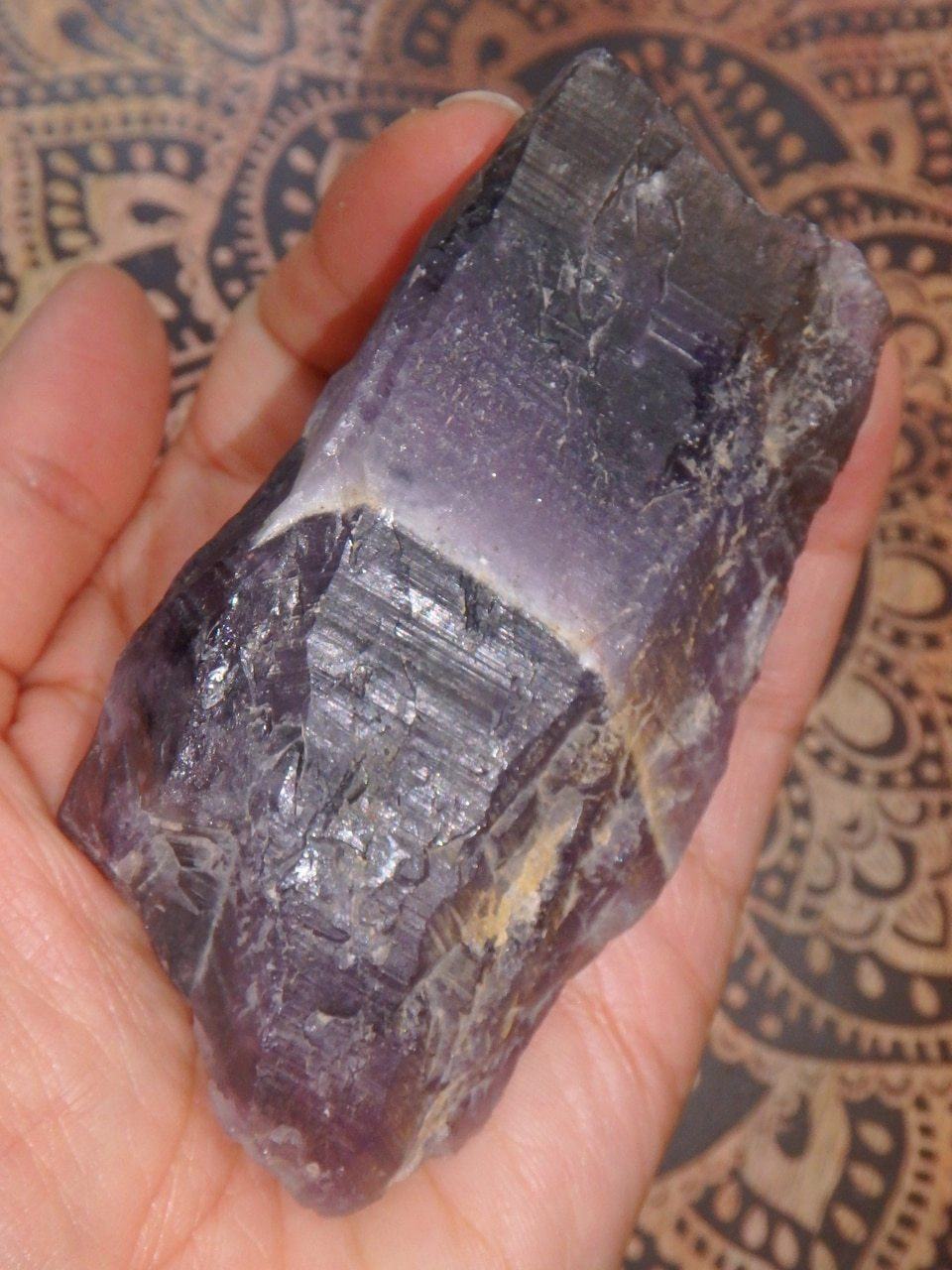 Dark Purple Canadian Auralite-23 Natural Hand Held Specimen - Earth Family Crystals