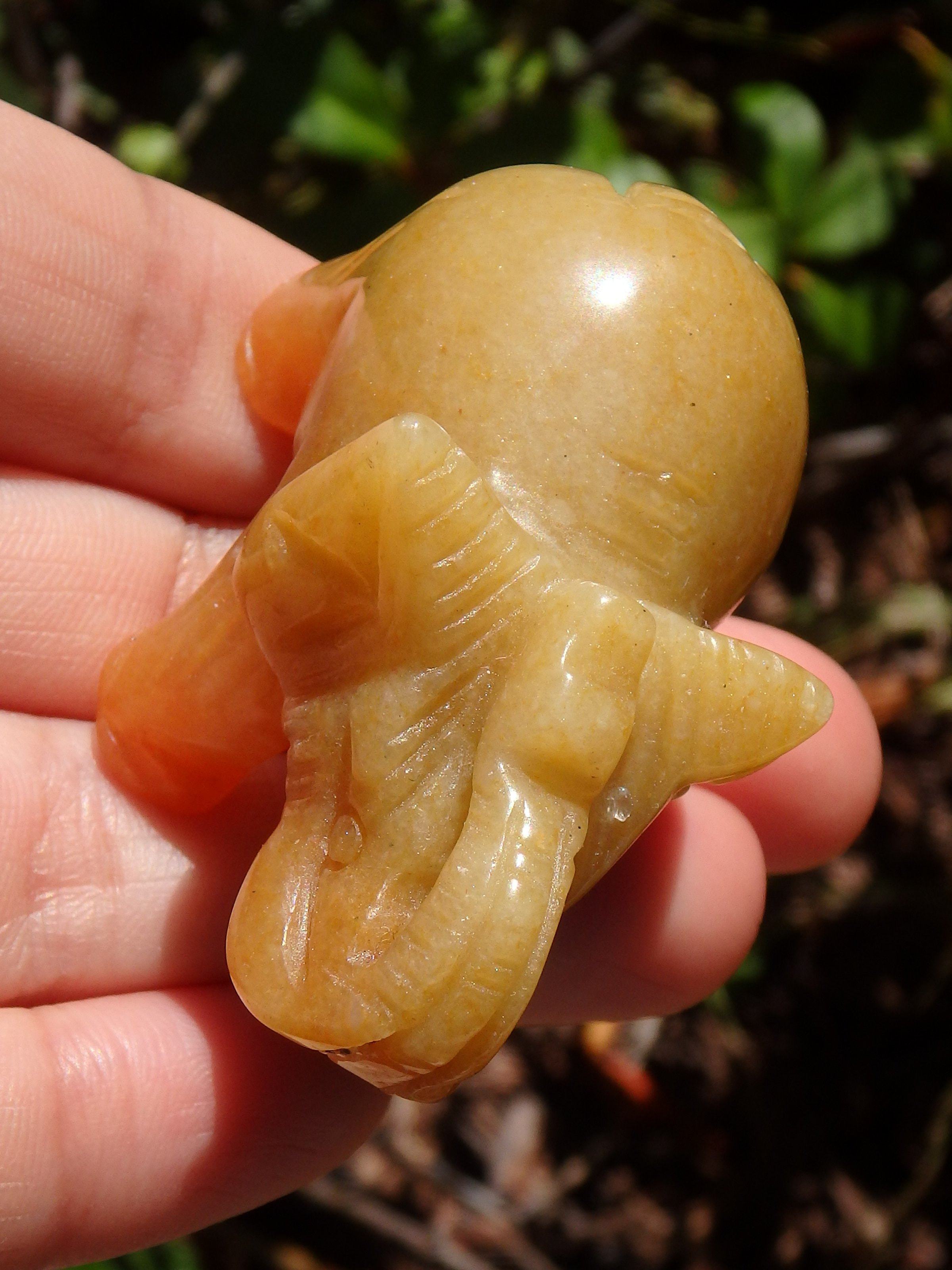 Adorable Orange Aventurine Elephant Carving - Earth Family Crystals