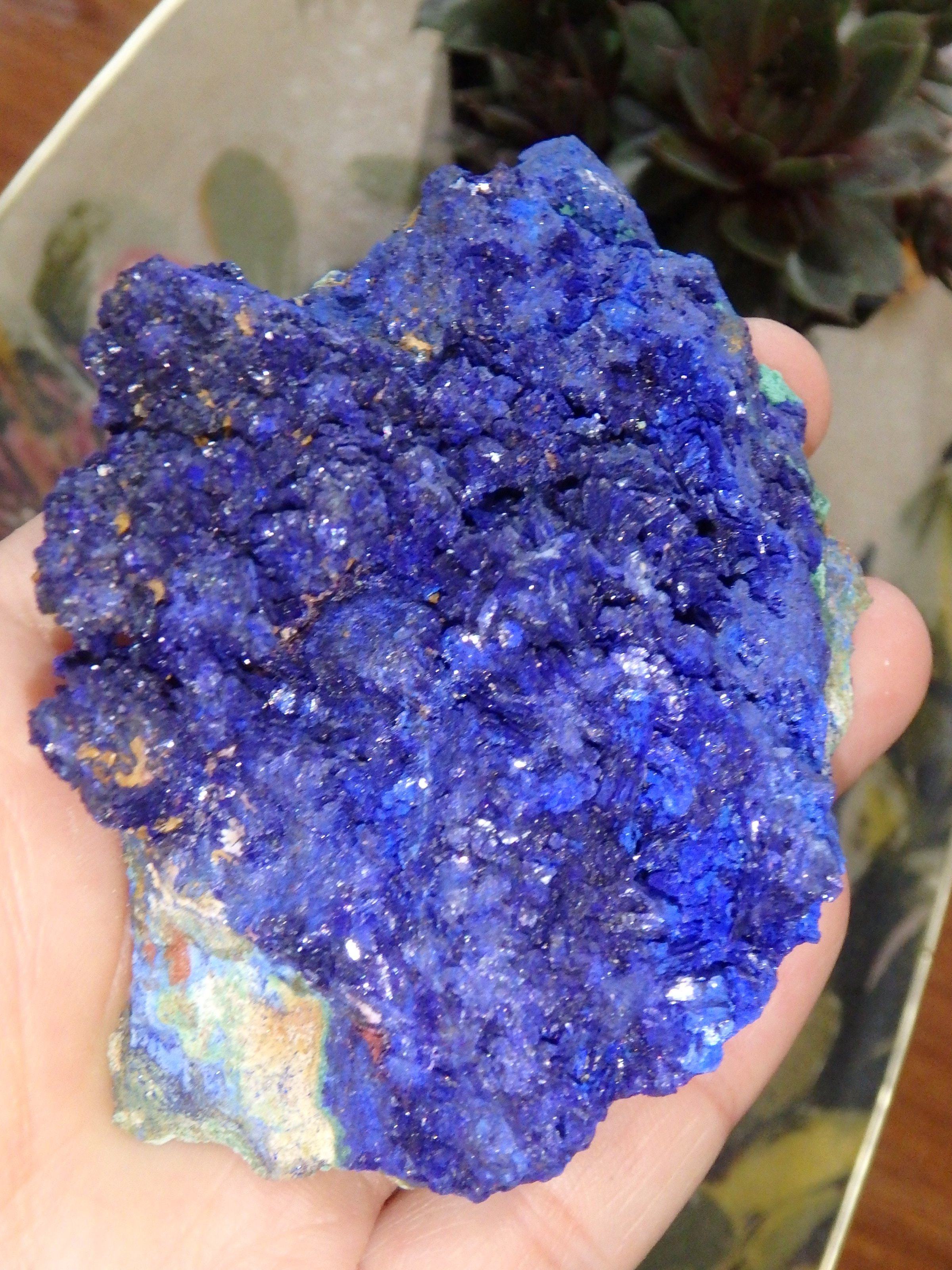 Azure Blue Sparkle Azurite With Malachite Inclusions From Morocco - Earth Family Crystals