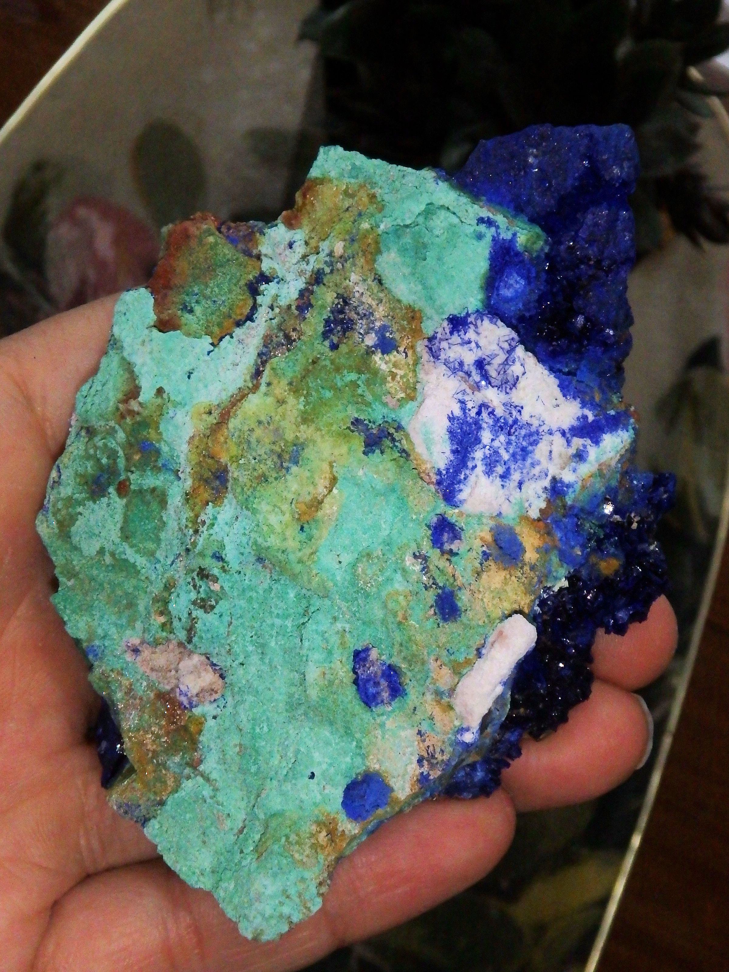 Azure Blue Sparkle Azurite With Malachite Inclusions From Morocco - Earth Family Crystals