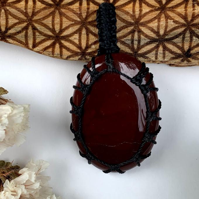 Handmade Mahogany Obsidian Macrame Pendant8 - Earth Family Crystals