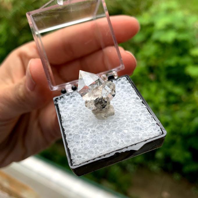 Brilliant Clarity New York Herkimer Diamond Quartz Specimen in Collectors Box #2 - Earth Family Crystals