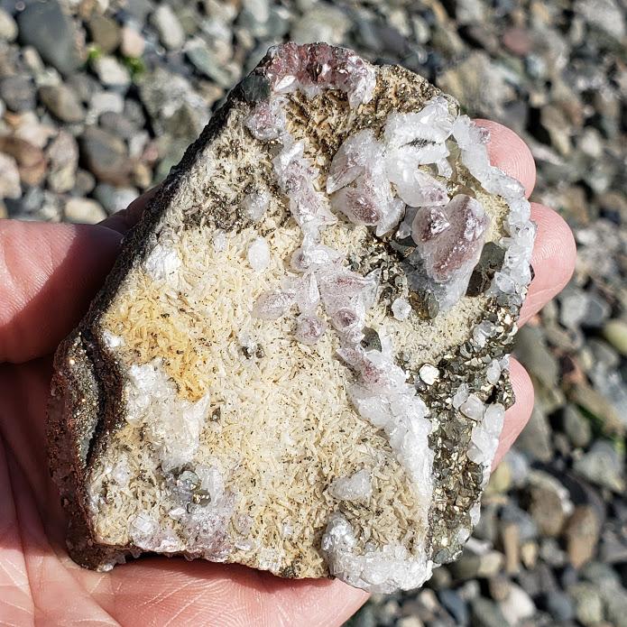Intricate Red Hematite Included Quartz & Golden Pyrite Nestled in Rock Matrix - Earth Family Crystals