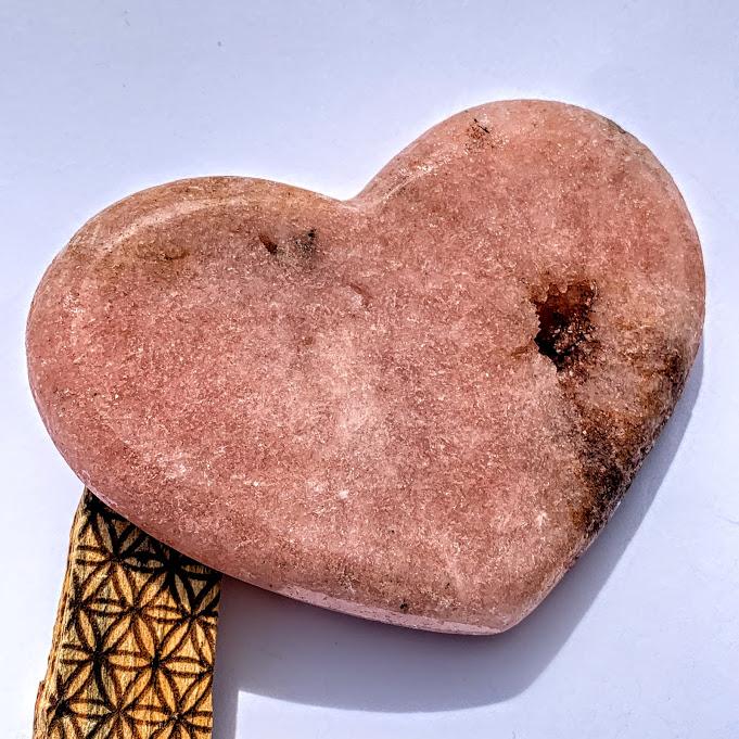 Frosty Pink Amethyst Geode Druzy Love Heart - Earth Family Crystals