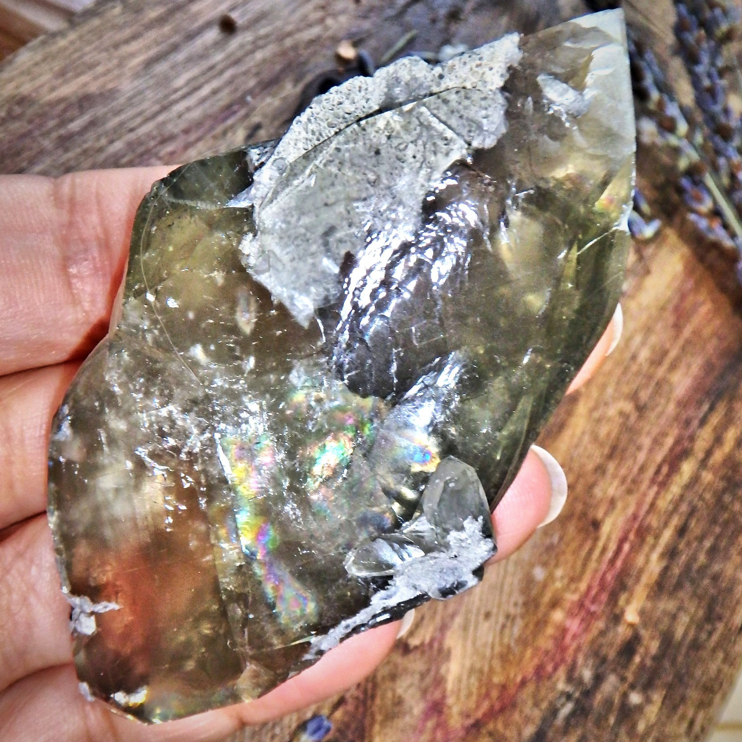 RESERVED For PEGGY~ Intense Rainbows~ Shiny Golden Barite Natural DT Point Specimen - Earth Family Crystals