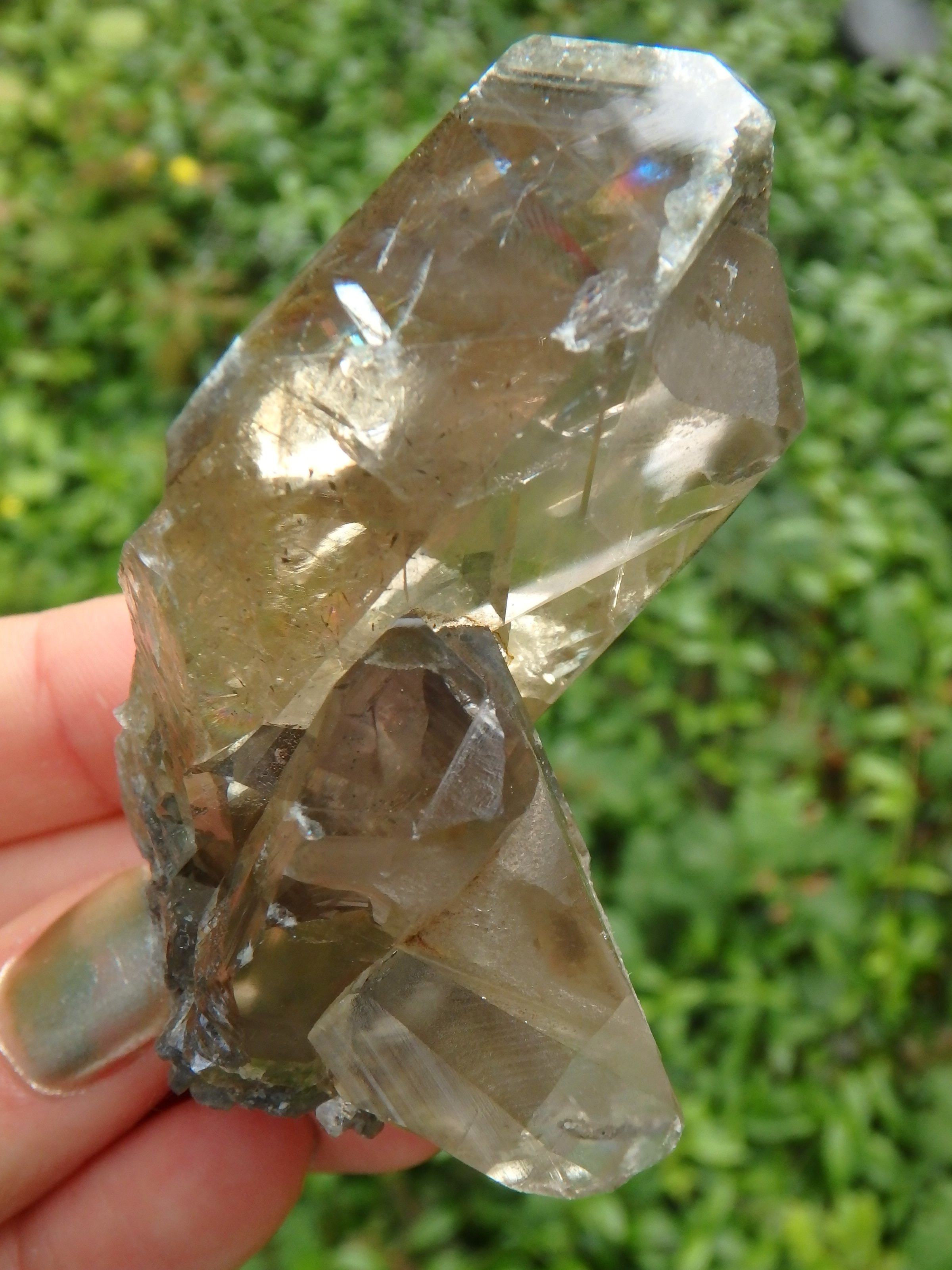 Brilliant Golden Barite Cluster With Hidden Rainbow Specimen 1 - Earth Family Crystals