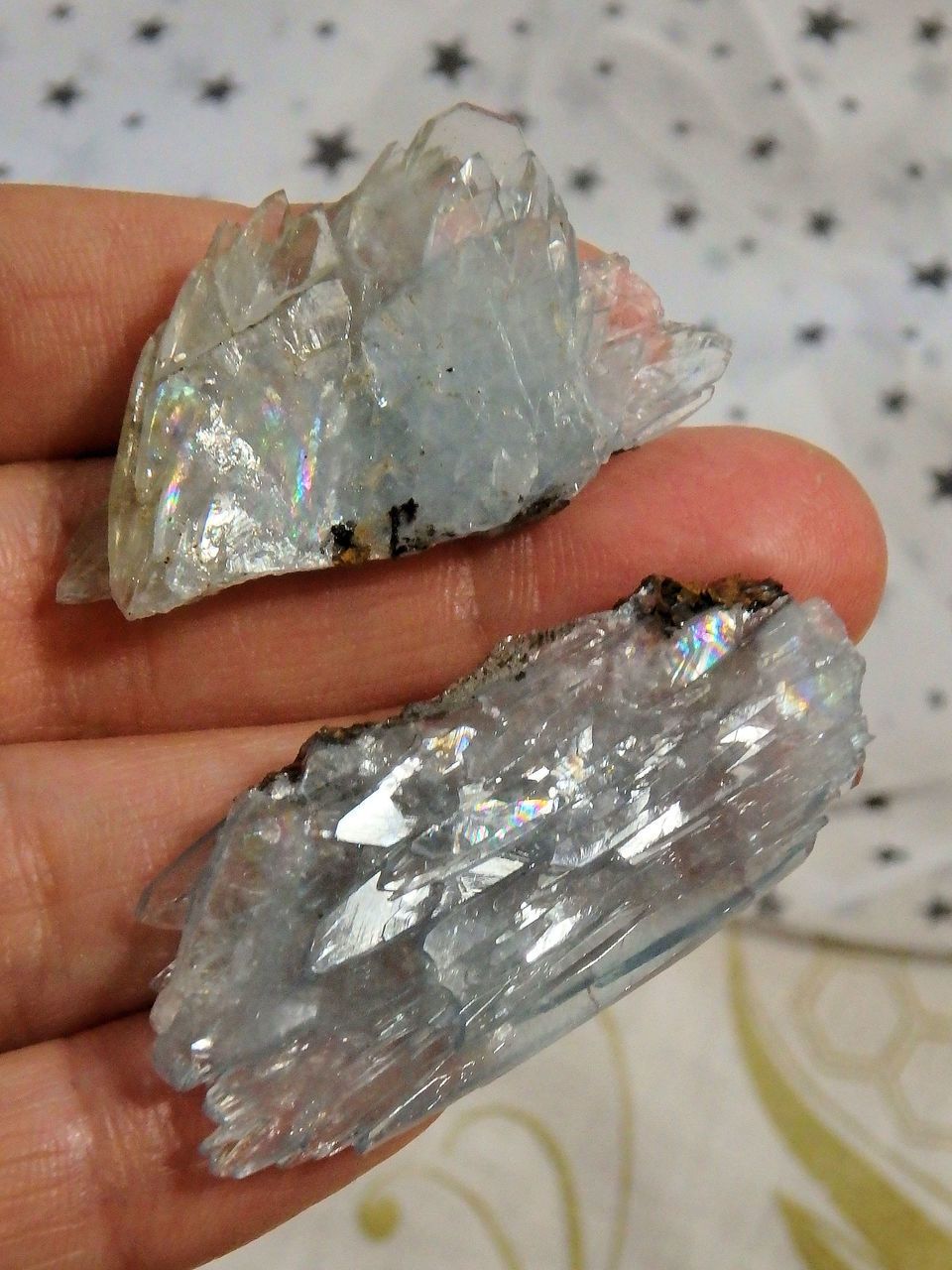 Pretty Sky Blue Brilliant Set of 2 Barite Raw Specimens - Earth Family Crystals