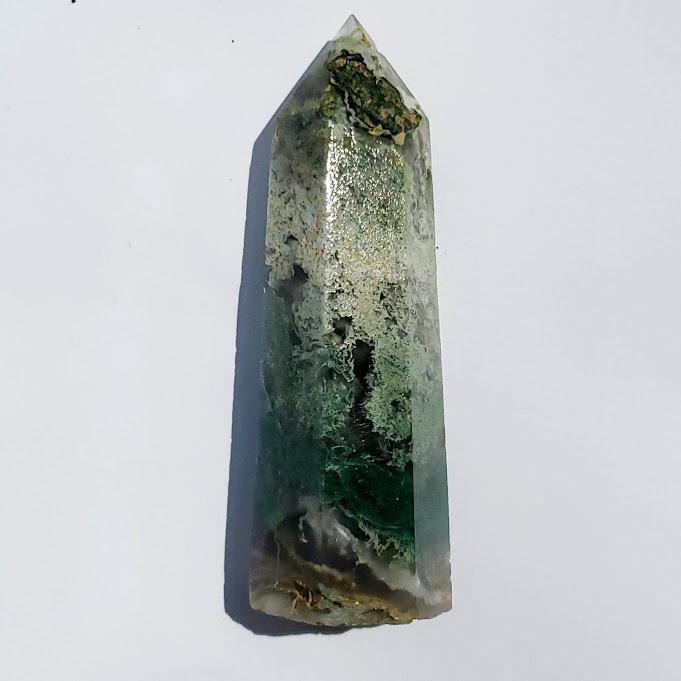 Polished Moss Agate Standing Display Tower #5 - Earth Family Crystals