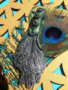 Grounding Black Kyanite Handmade Energy Pendant (On Adjustable Cotton Cord) - Earth Family Crystals