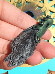 Grounding Black Kyanite Handmade Energy Pendant (On Adjustable Cotton Cord) - Earth Family Crystals