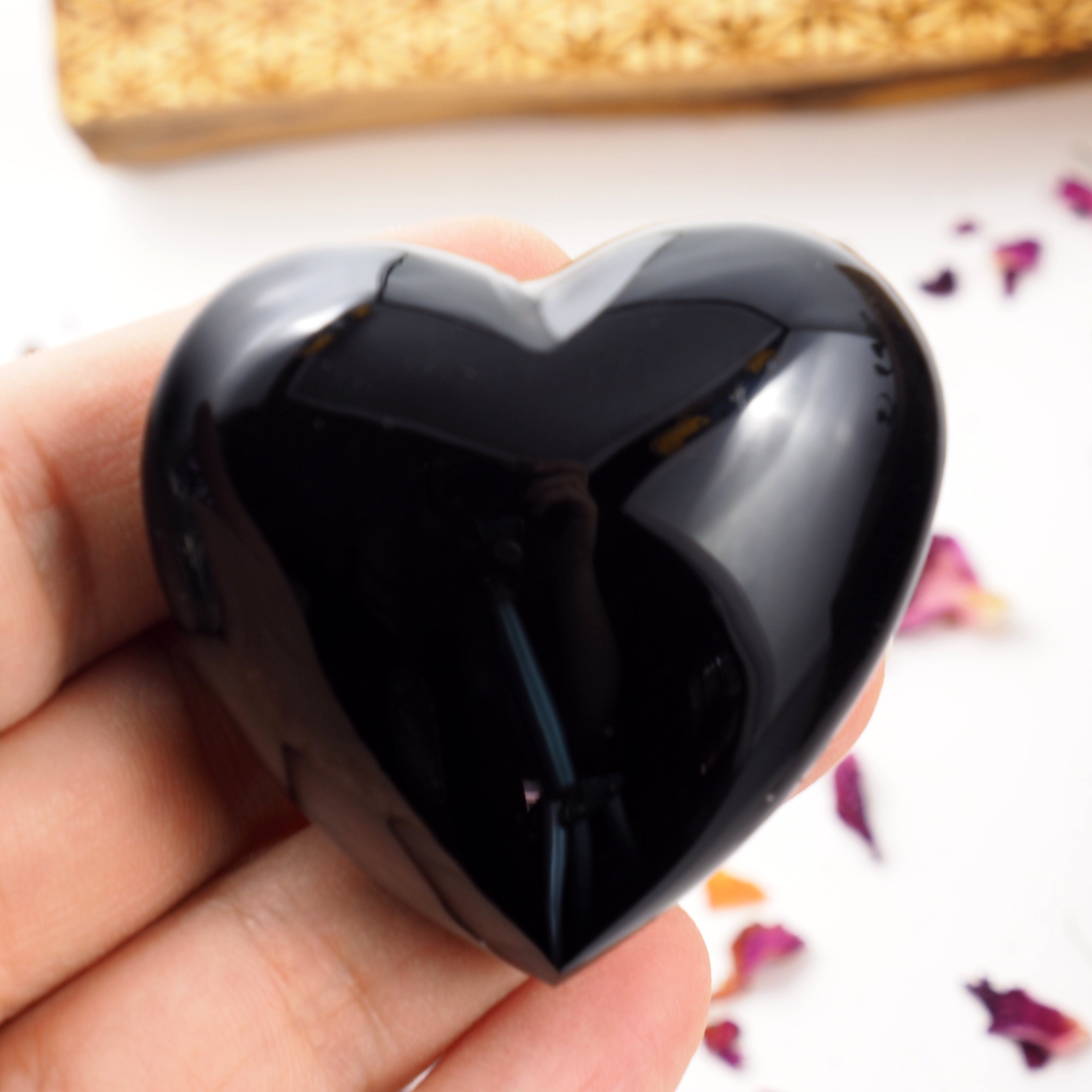 Shiny Black Obsidian Puffy Heart From Mexico