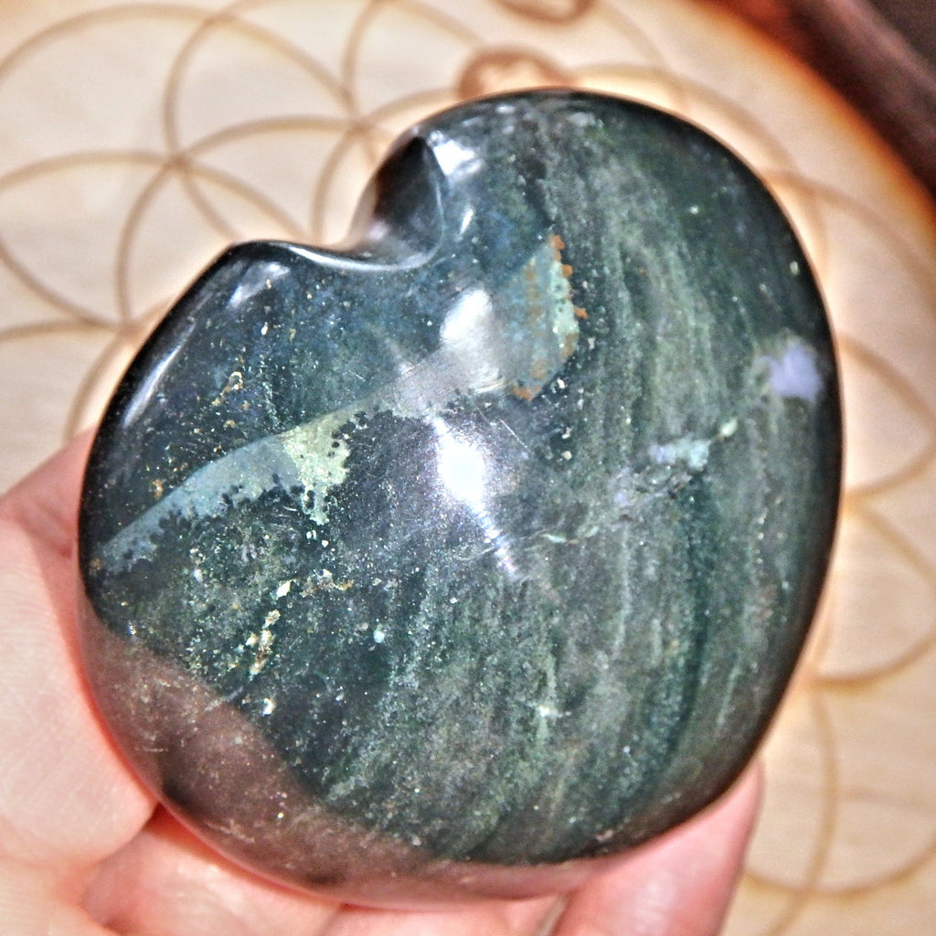 Forest Green Bloodstone Love Heart 2 - Earth Family Crystals