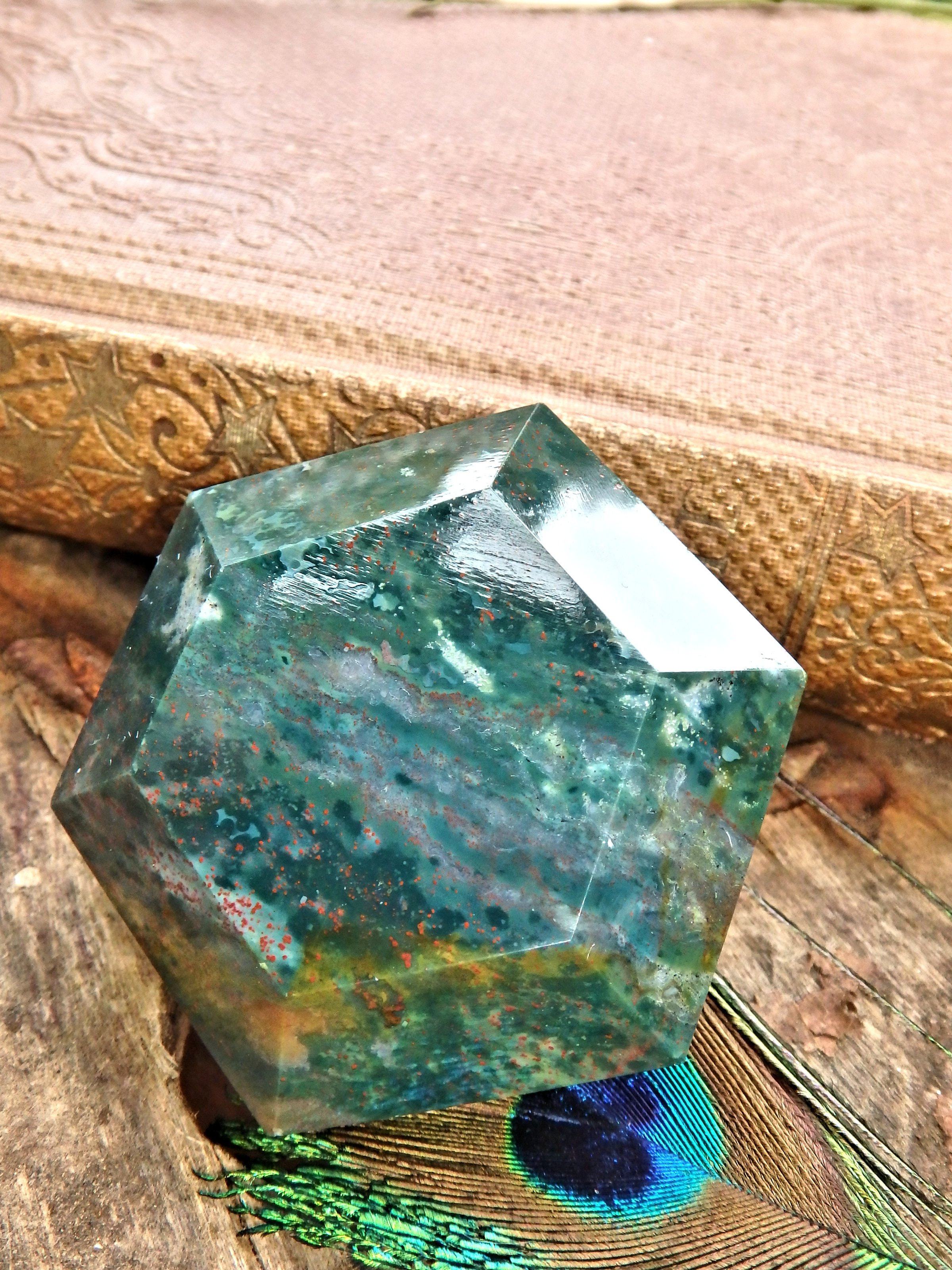 Deep Forest Green & Red Speckles Bloodstone Carving 1 - Earth Family Crystals