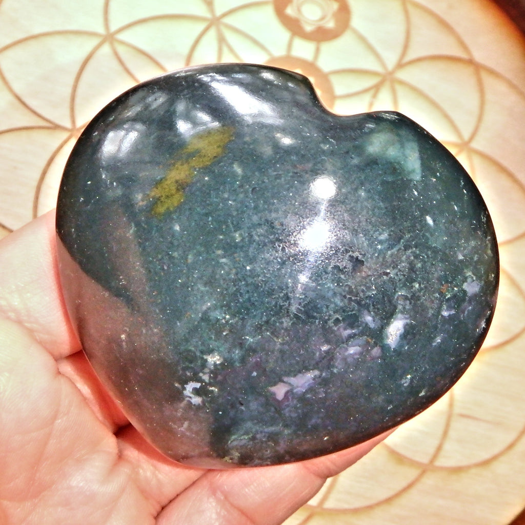 Forest Green Bloodstone Love Heart 1 - Earth Family Crystals