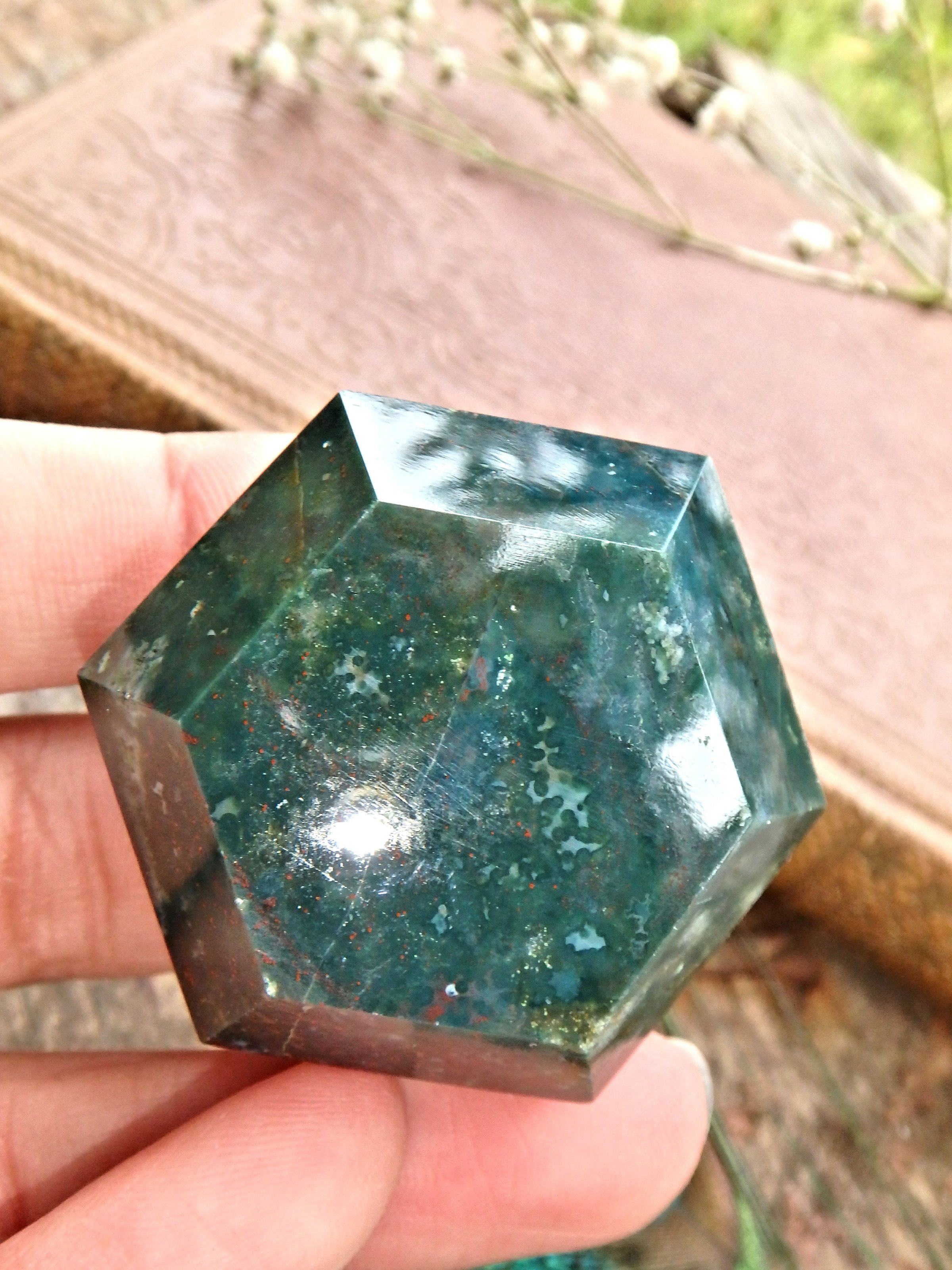 Deep Forest Green & Red Speckles Bloodstone Carving 4 - Earth Family Crystals