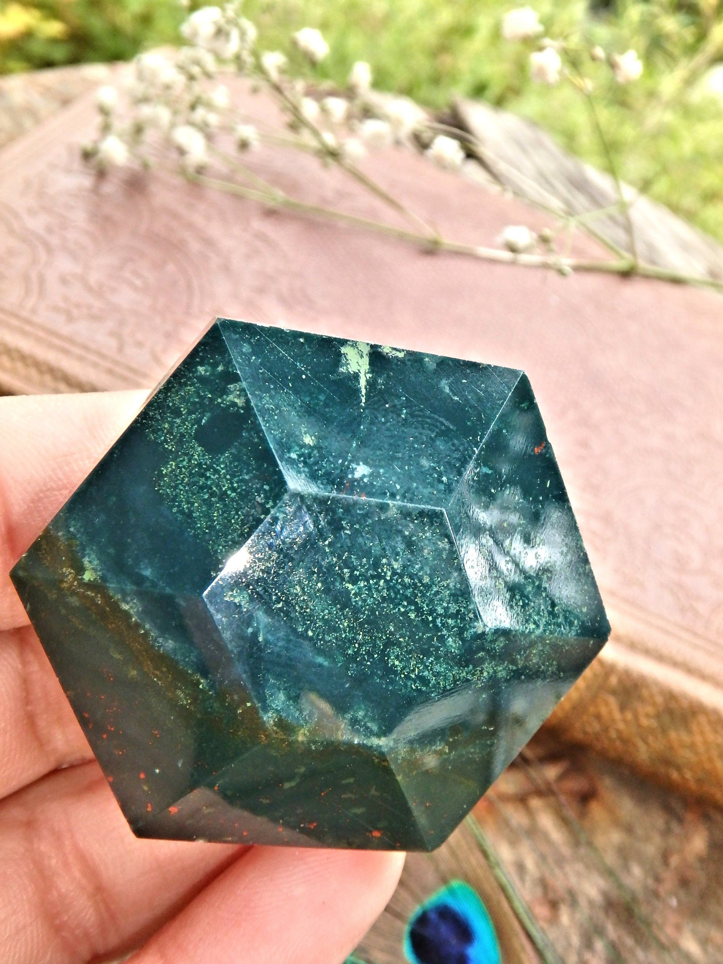 Deep Forest Green & Red Speckles Bloodstone Carving 2 - Earth Family Crystals